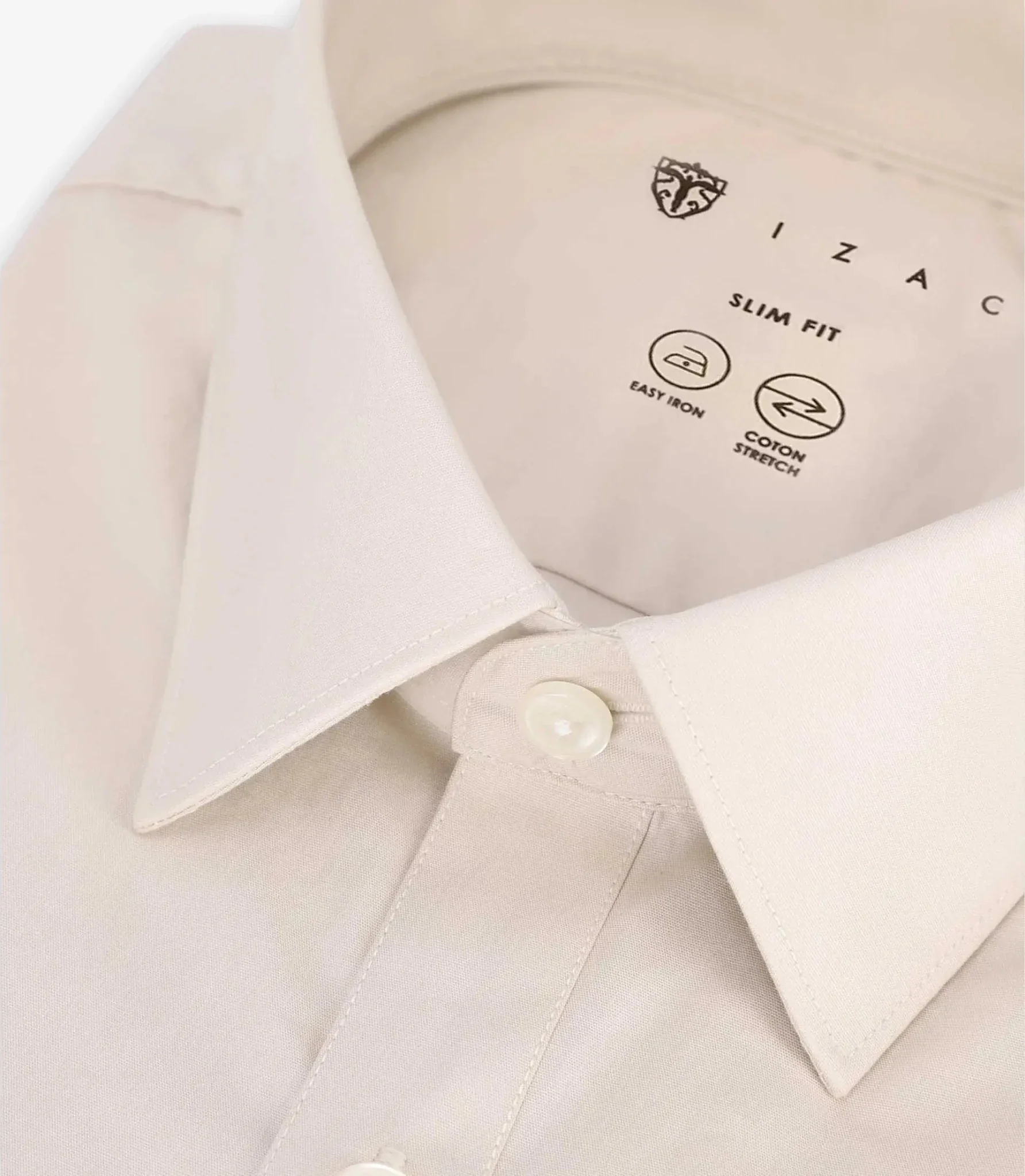 Chemise ville en coton beige - Image 2