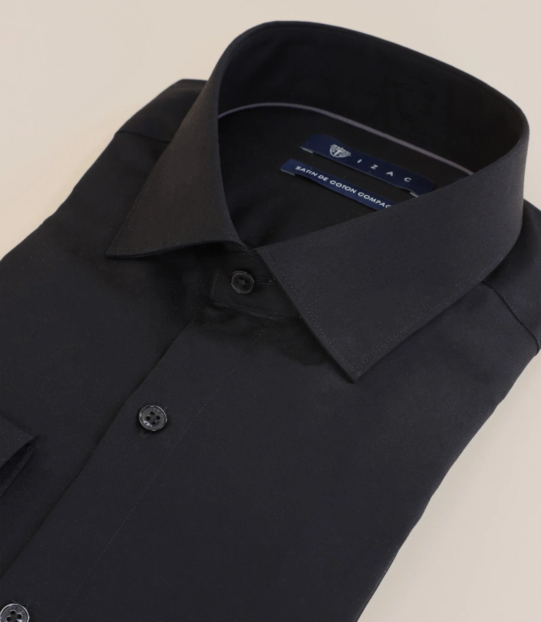 Chemise ville satin de coton noir - Image 2