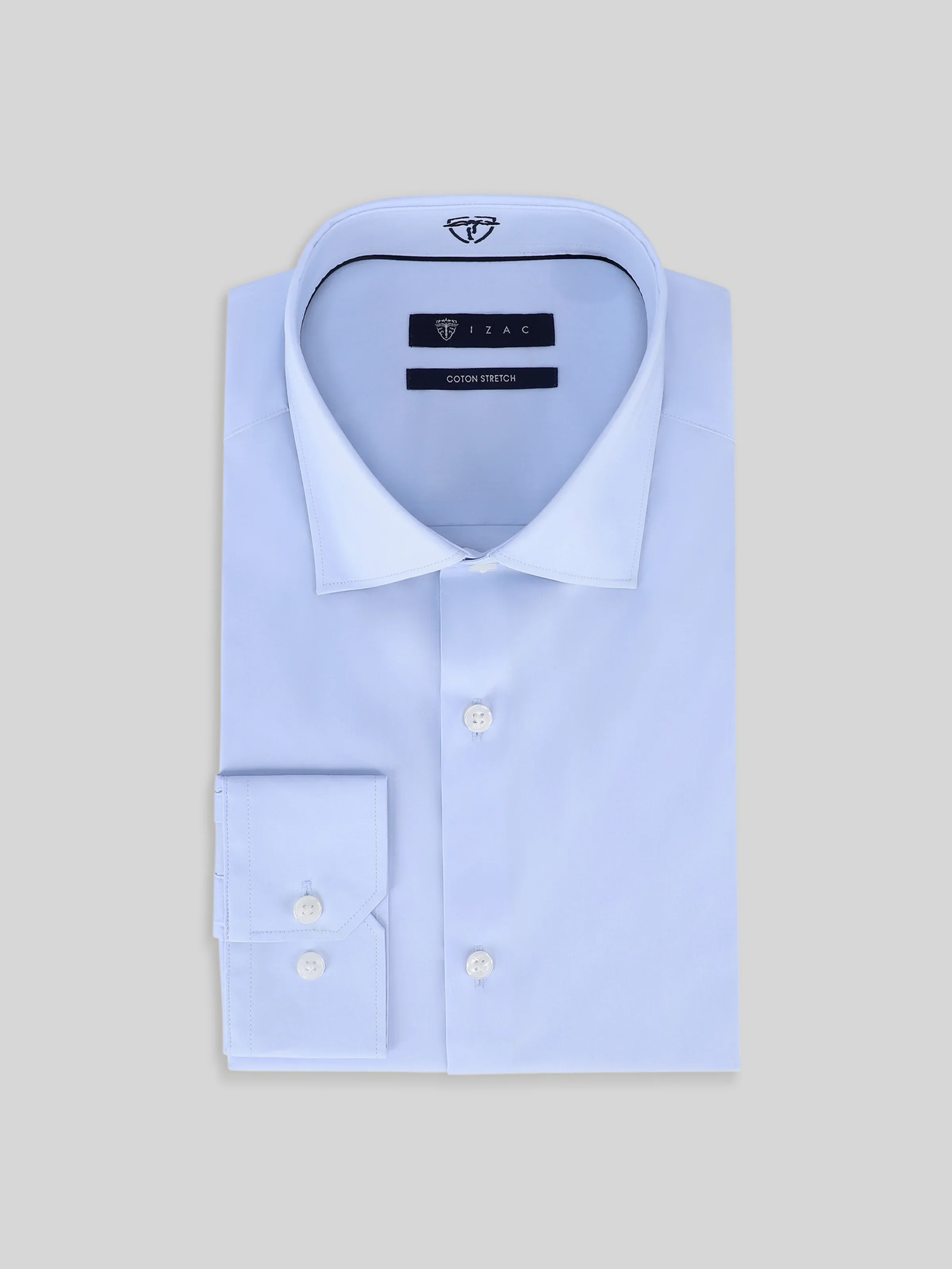 Chemise ville satin de coton bleu ciel