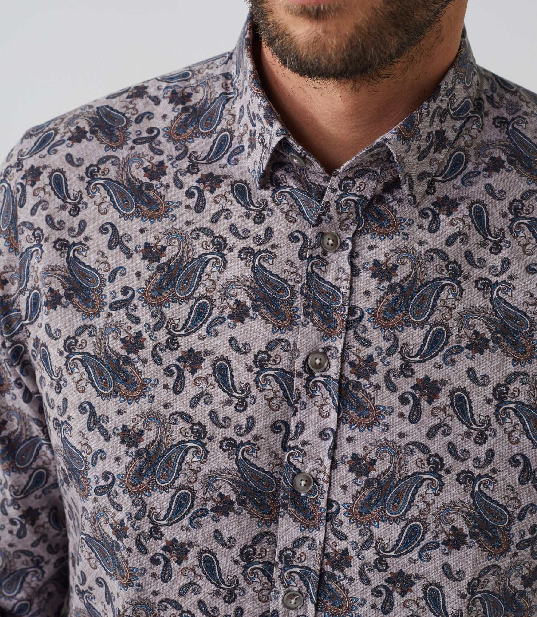 Chemise casual imprimée beige "Alan" - Image 3