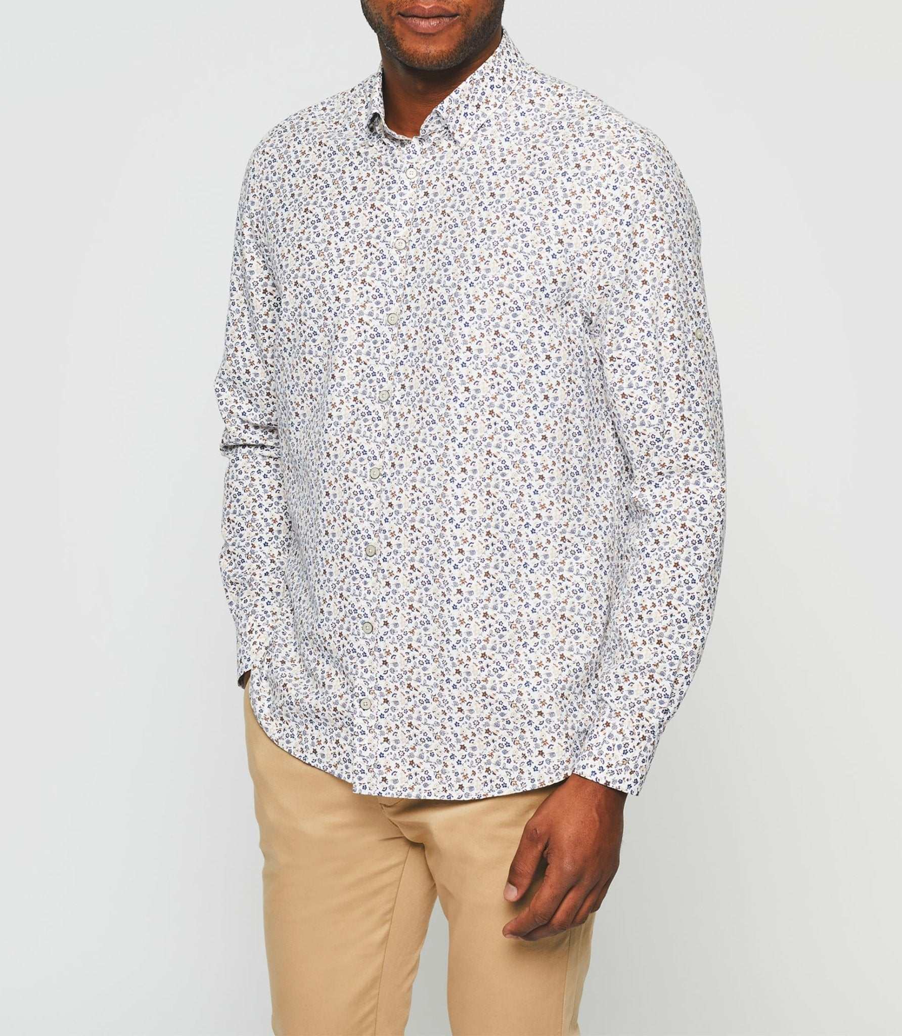 Chemise casual blanche à imprimé camel "Karly" - Image 4