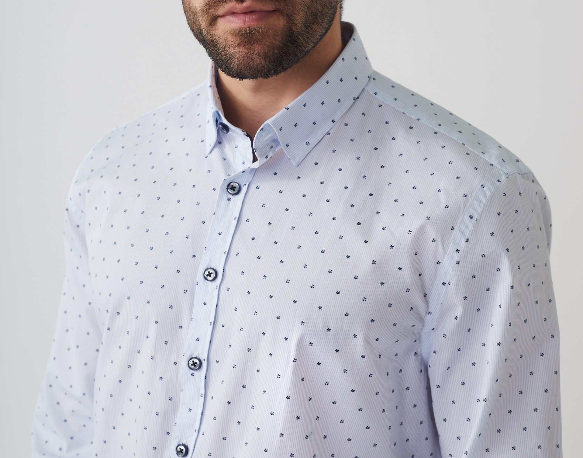 Chemise casual imprimé blanc-marine "Aissam" - Image 2