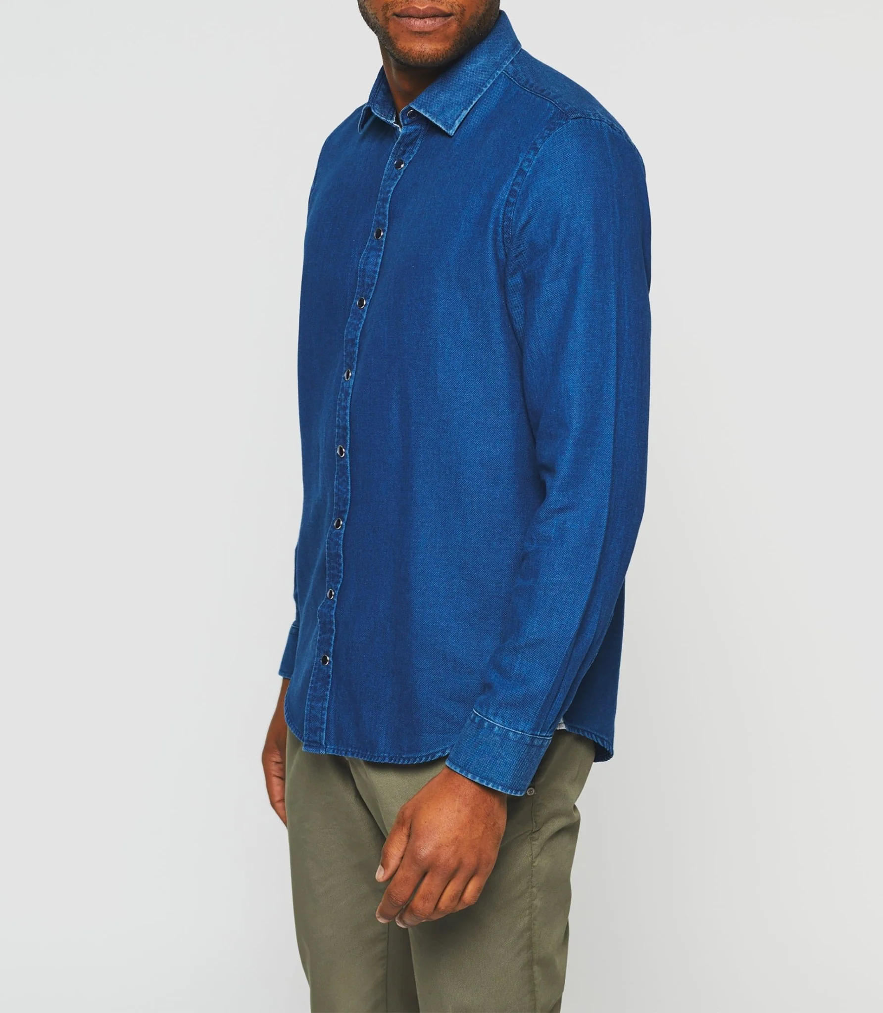 Chemise casual unie jean bleu "Kalan" - Image 6