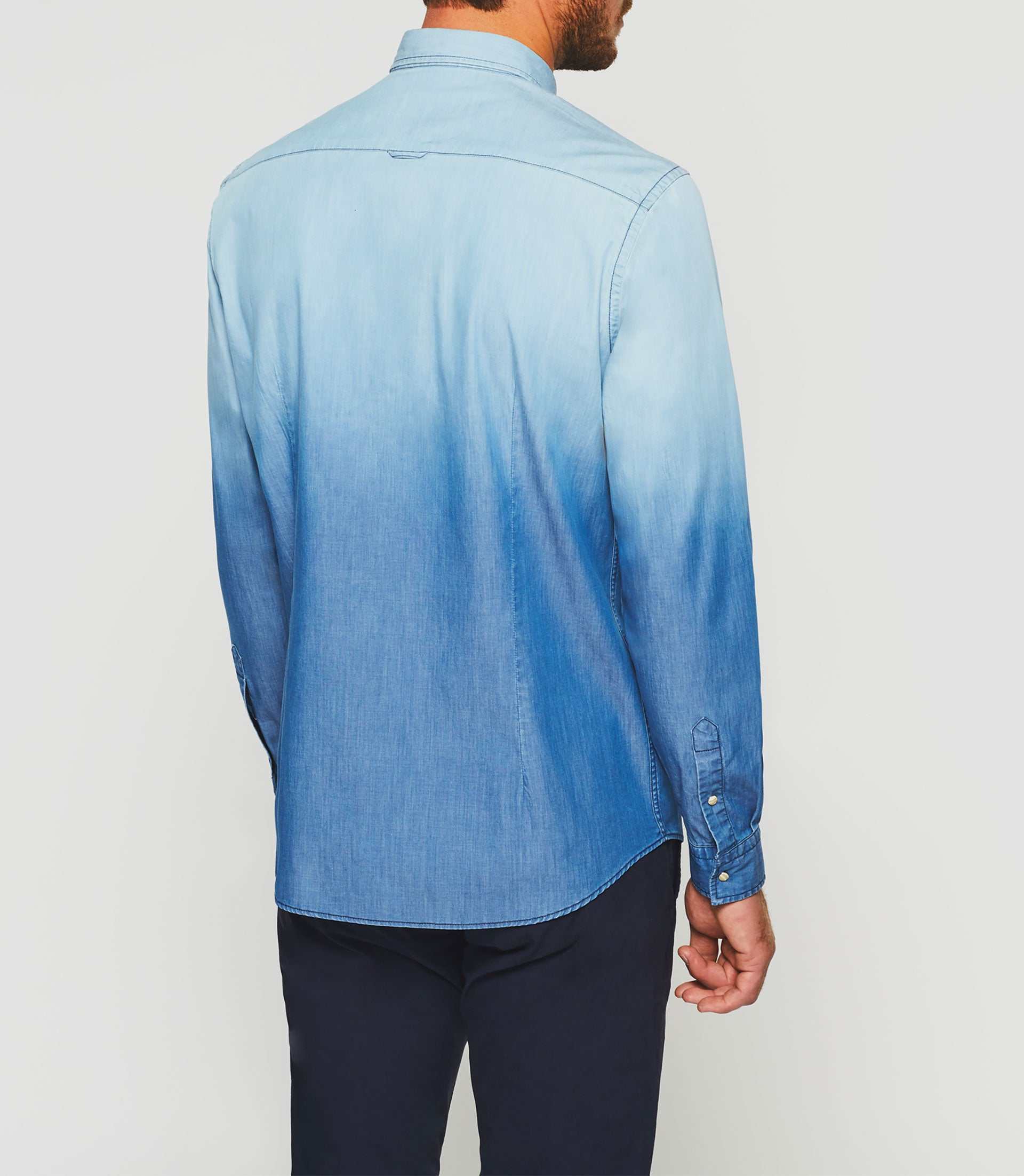 Chemise casual dégradé dip dye en jean bleu "Kim" - Image 4
