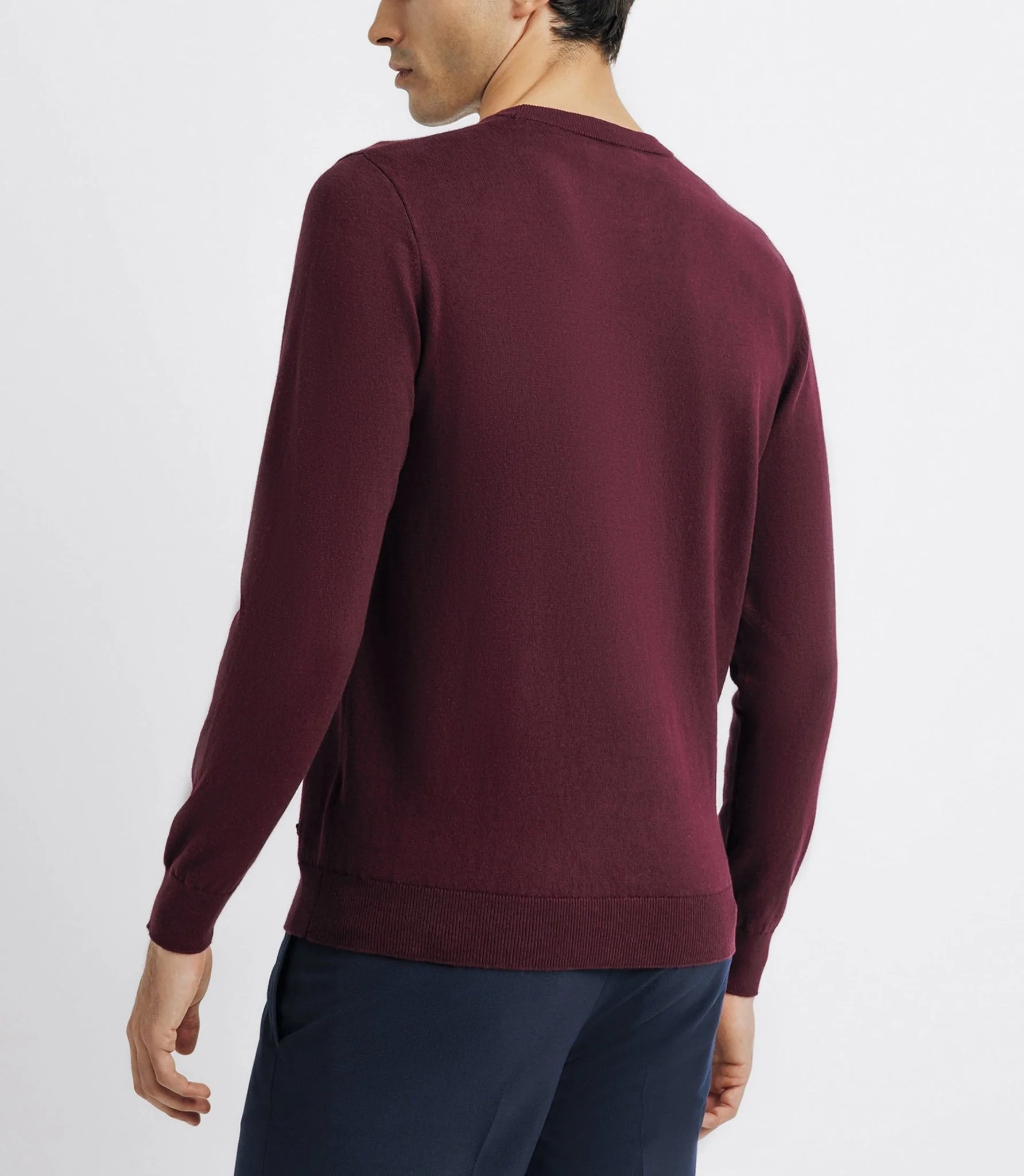 Pull col rond double fil bordeaux - Image 3