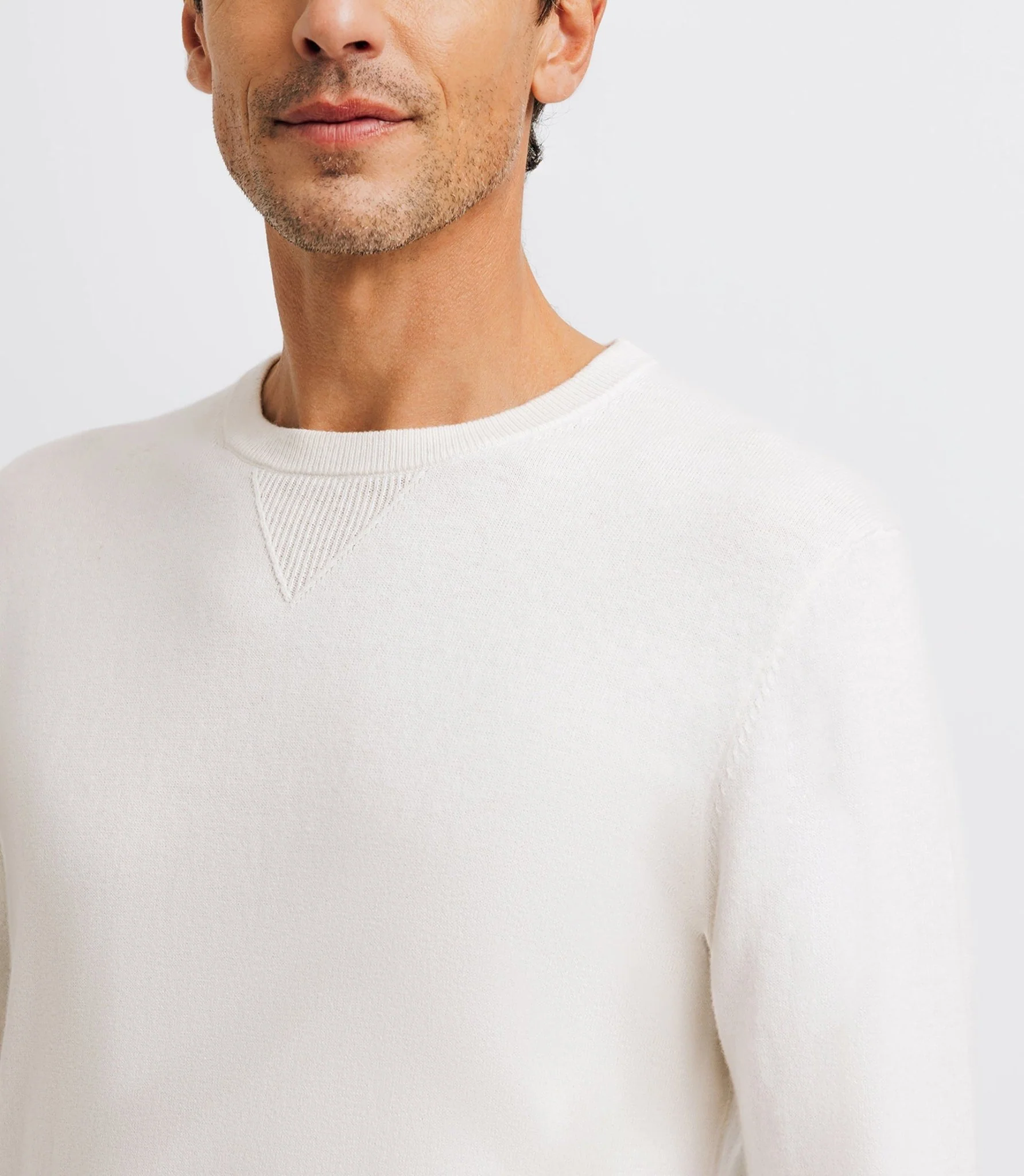 Pull col rond contrasté écru - Image 3