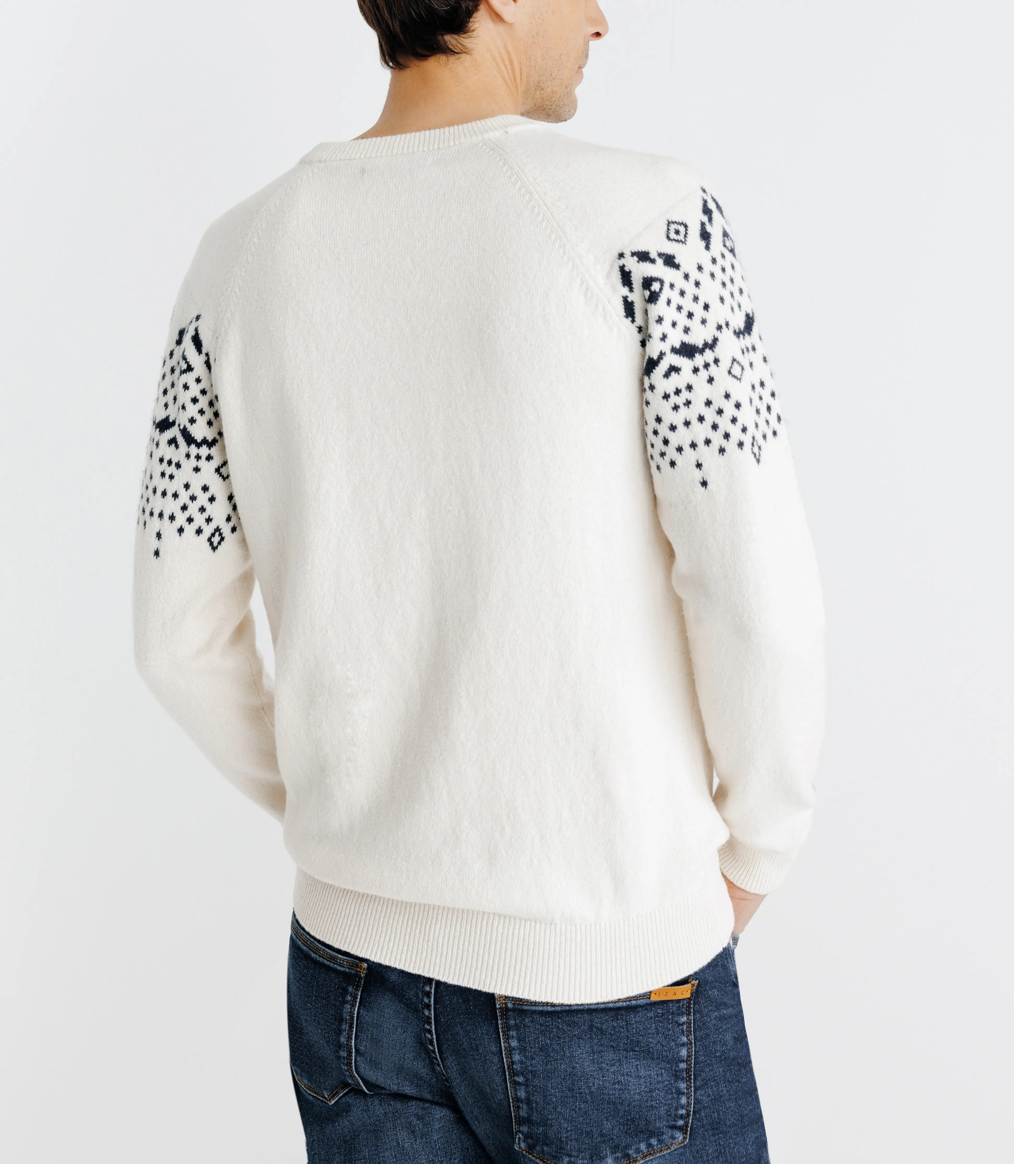 Pull en jacquard col rond écru - Image 3