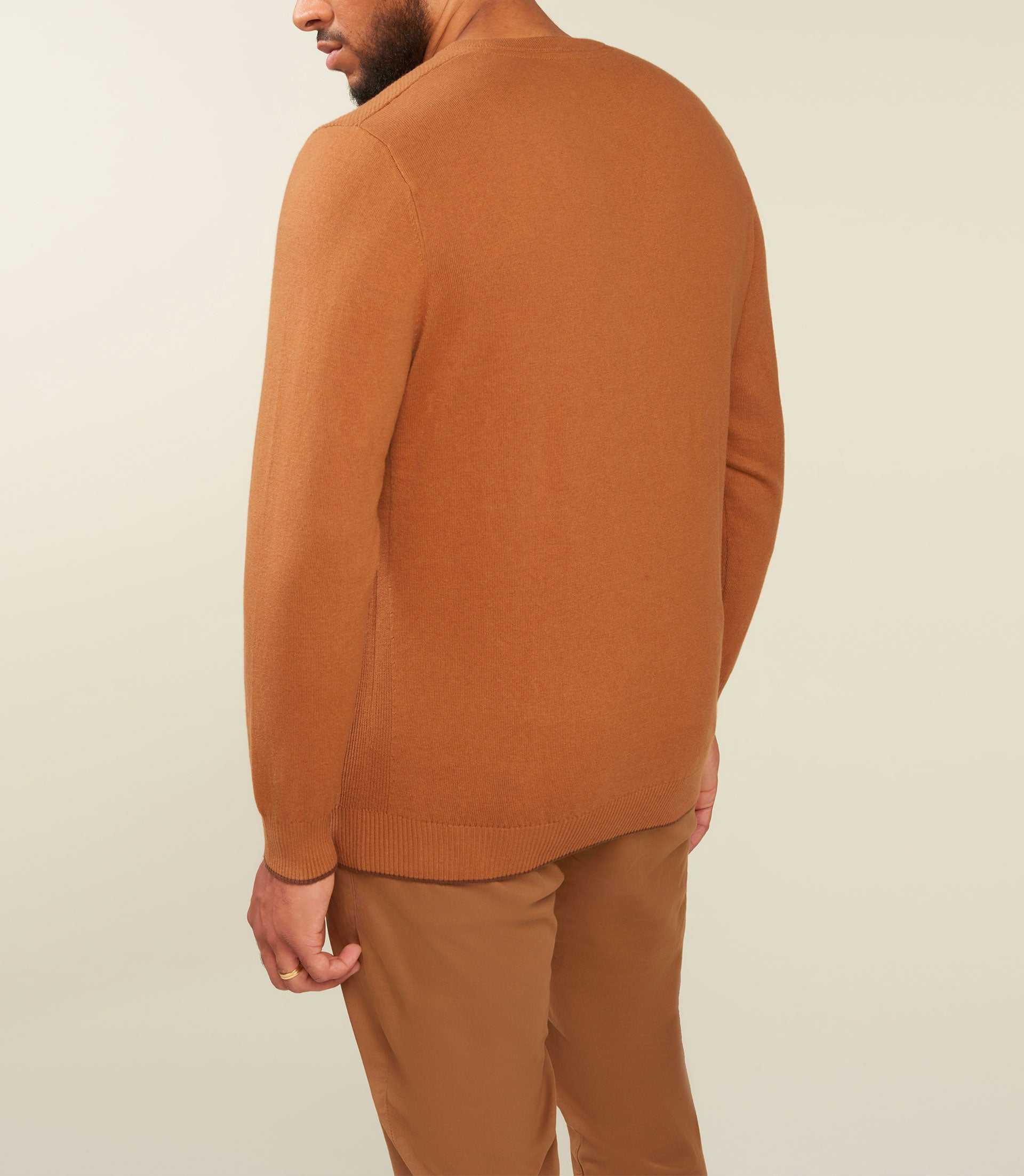 Pull col V coton cachemire camel BRENTBT - Image 3