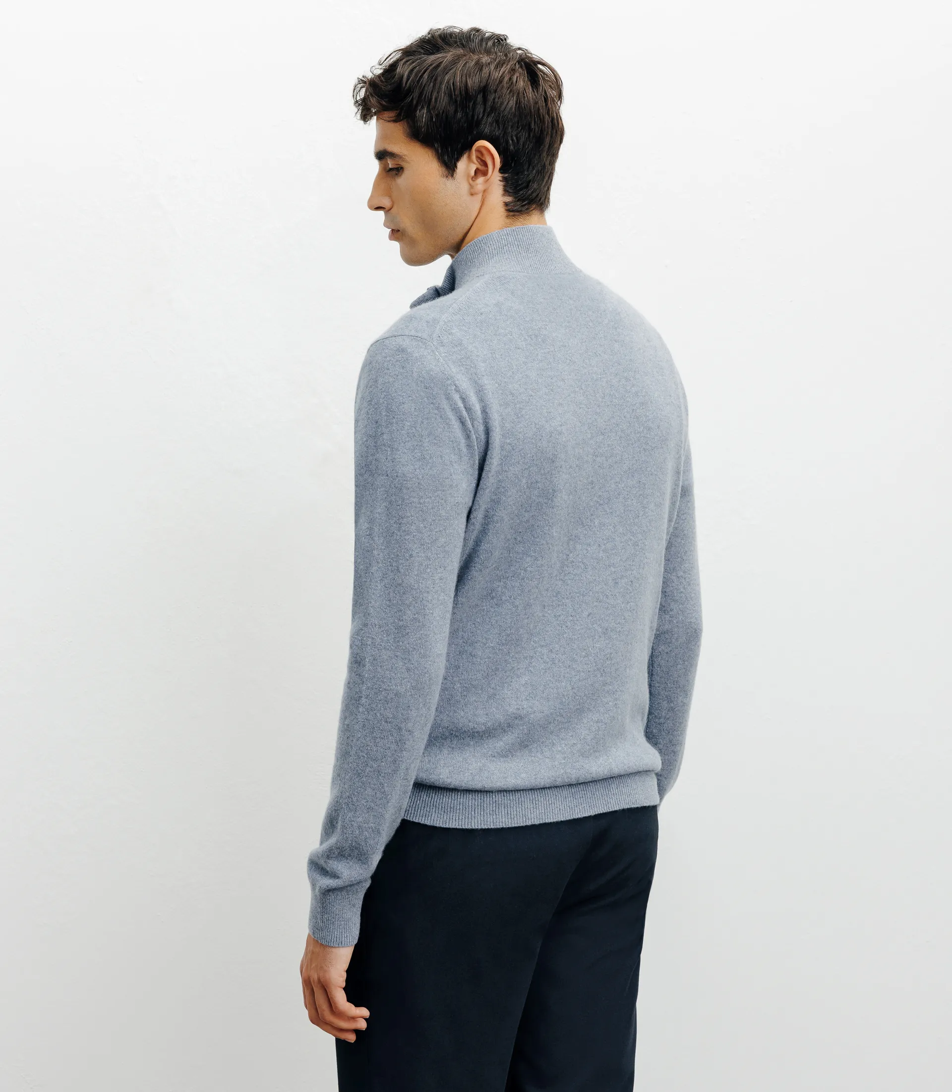 Pull col montant 100% cachemire indigo - Image 4