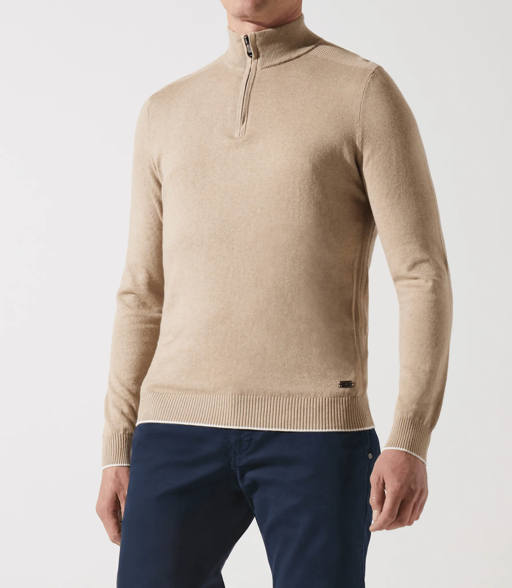Pull col zippé camionneur beige foncé - Image 2