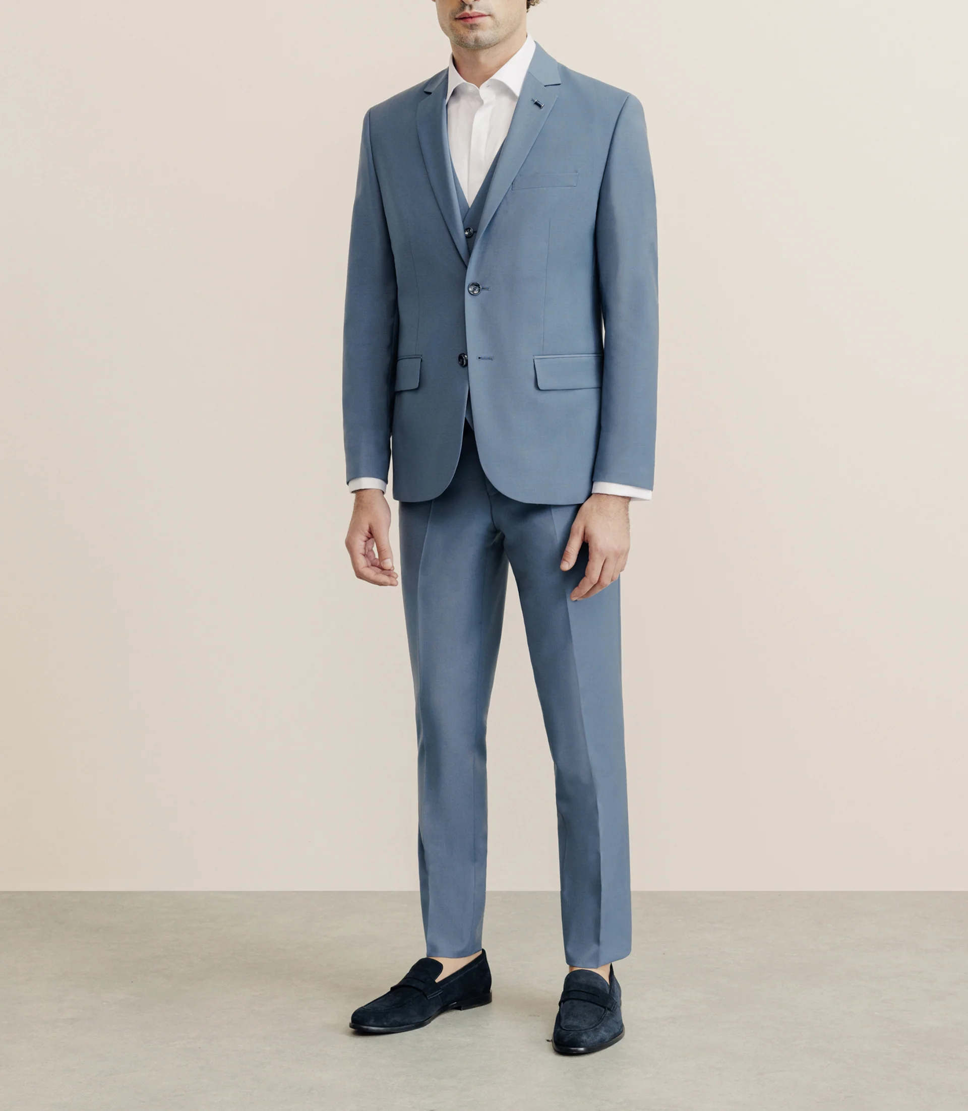 Costume 2 boutons laine majoritaire bleu ciel - Image 3