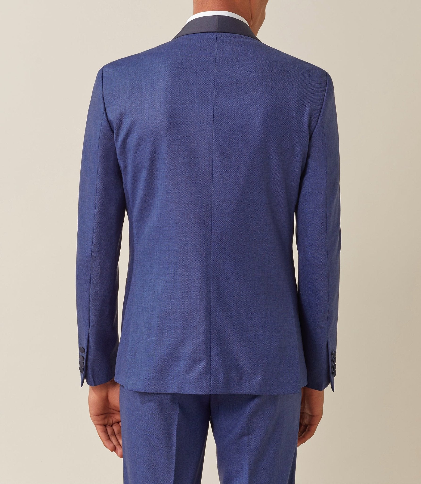 Costume de cérémonie laine bleu col châle "Feri" - Image 5