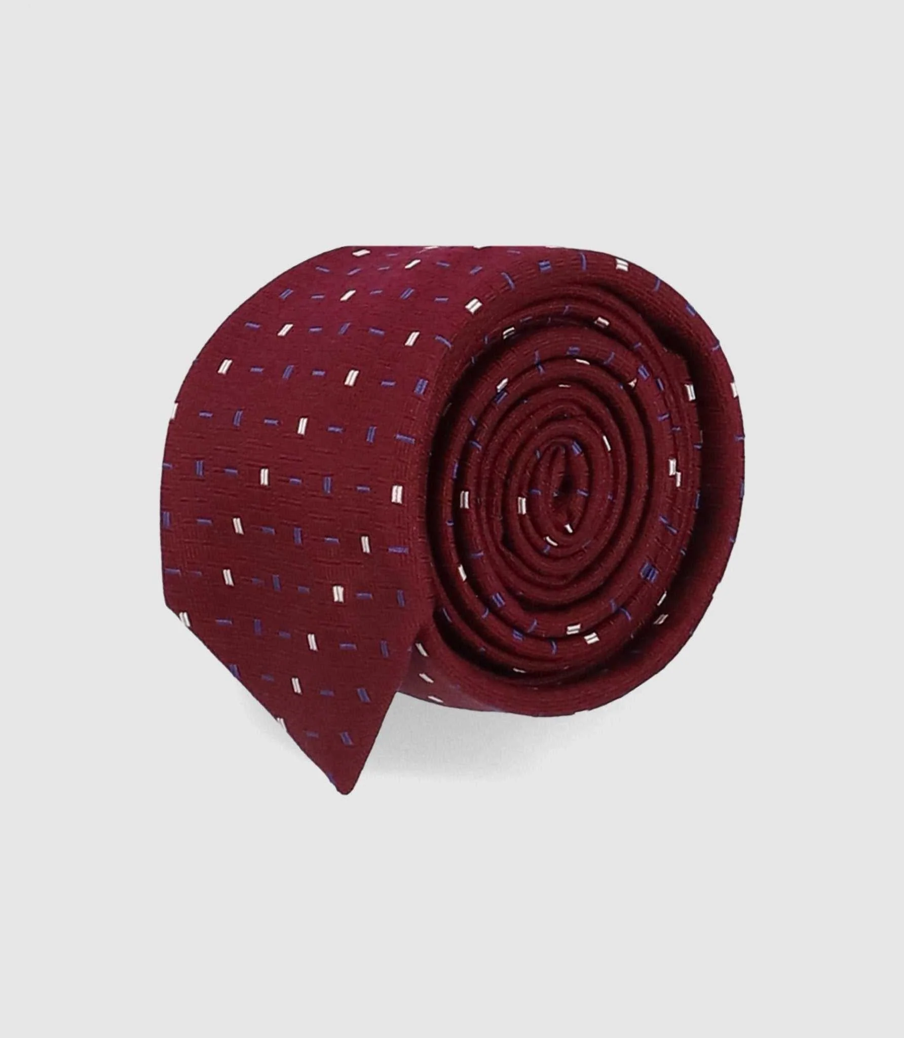 Cravate micro motif slim 5 cm bordeaux MATTIA - Image 2