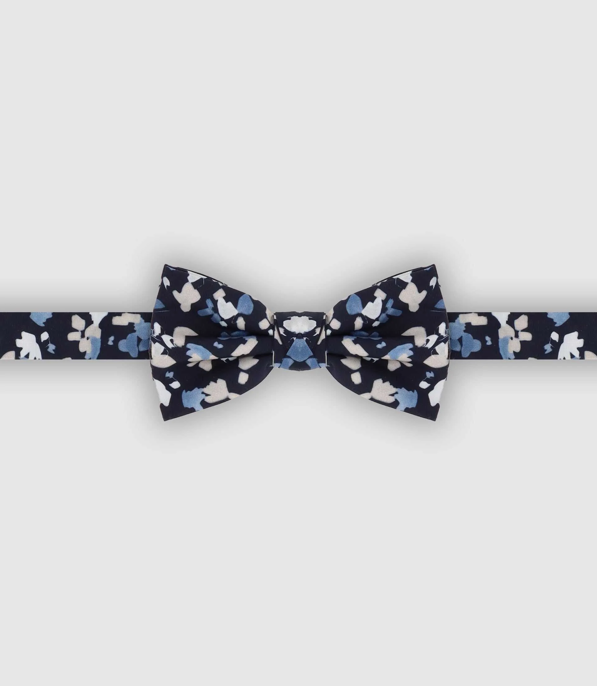 Nœud papillon à fleurs marine