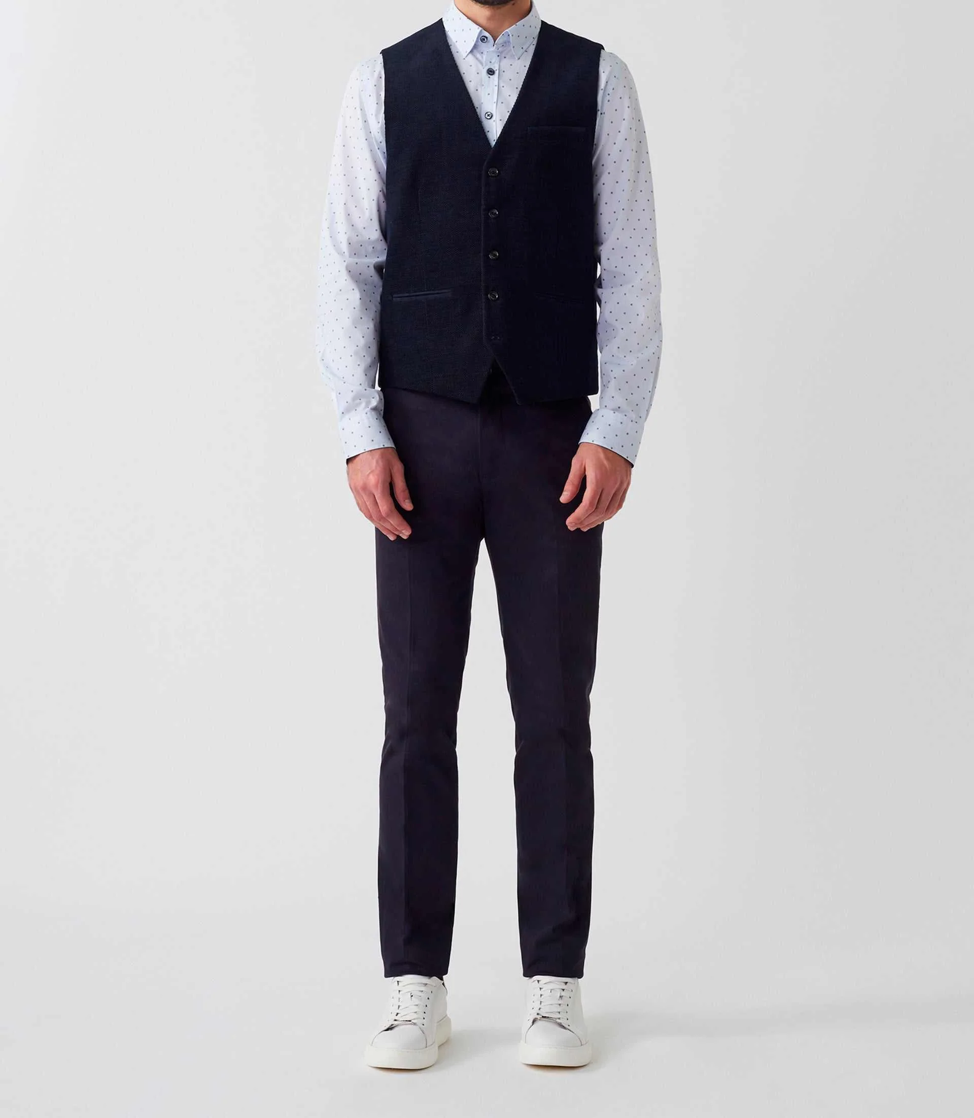 Gilet ville velours fantaisie bleu marine "Orecord"