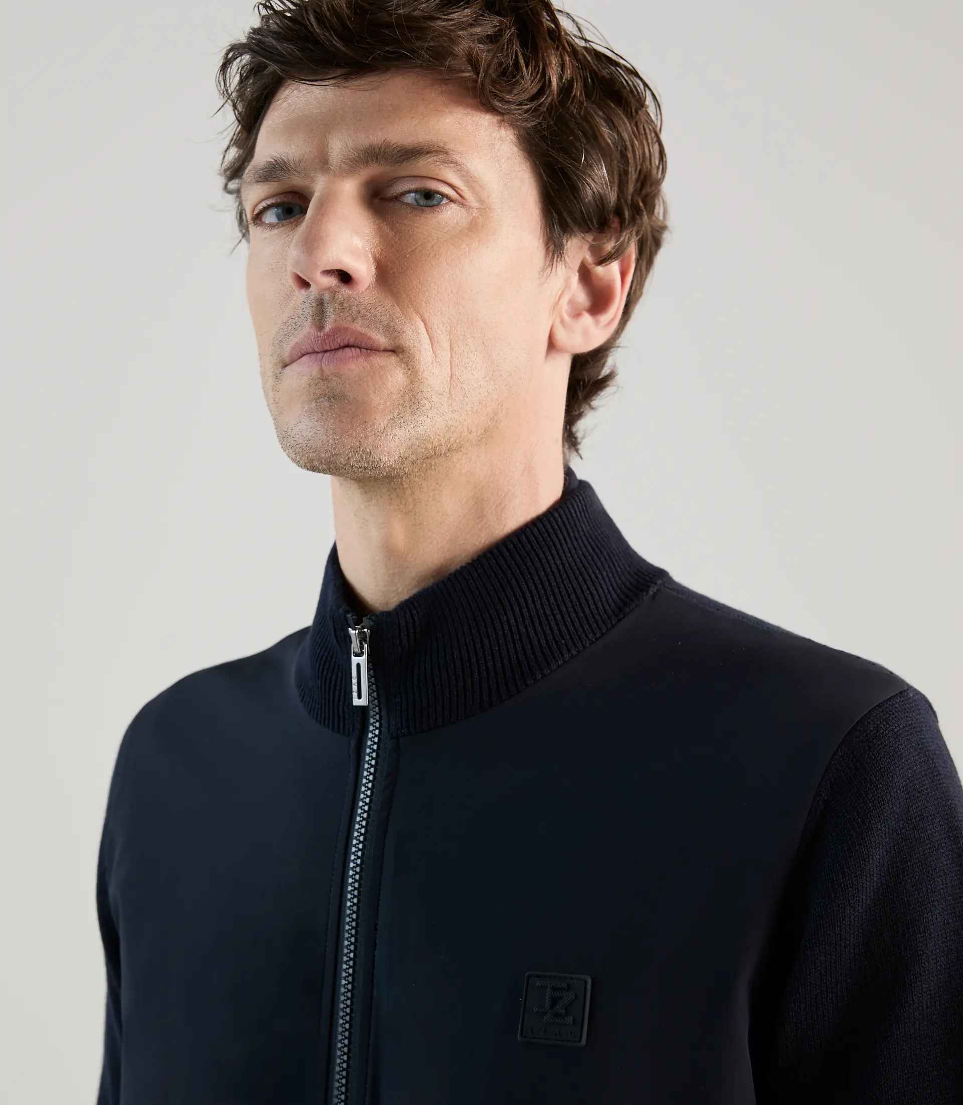 Gilet col montant bi-matière marine - Image 3