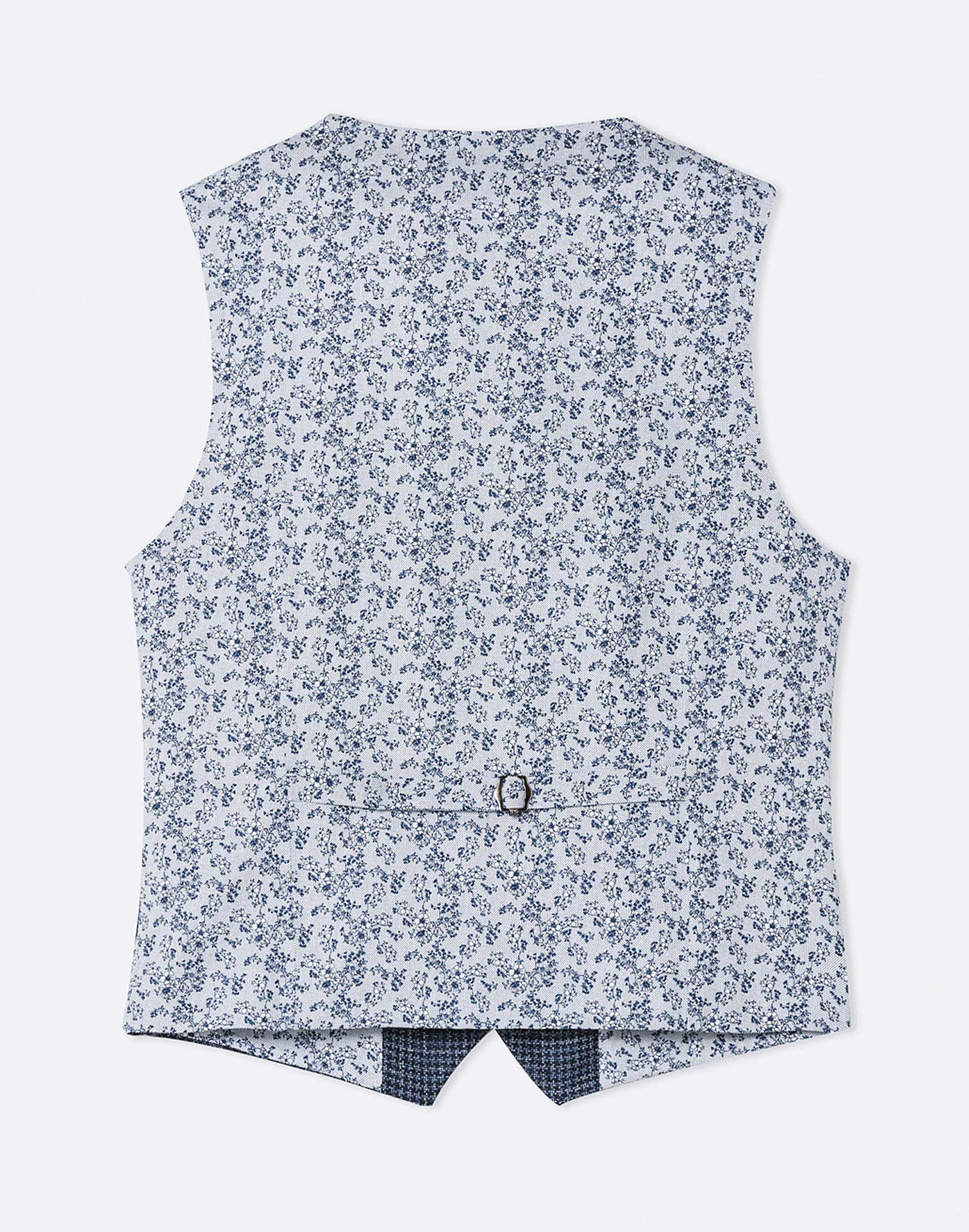 Gilet motif pied de poule bleu - Image 2