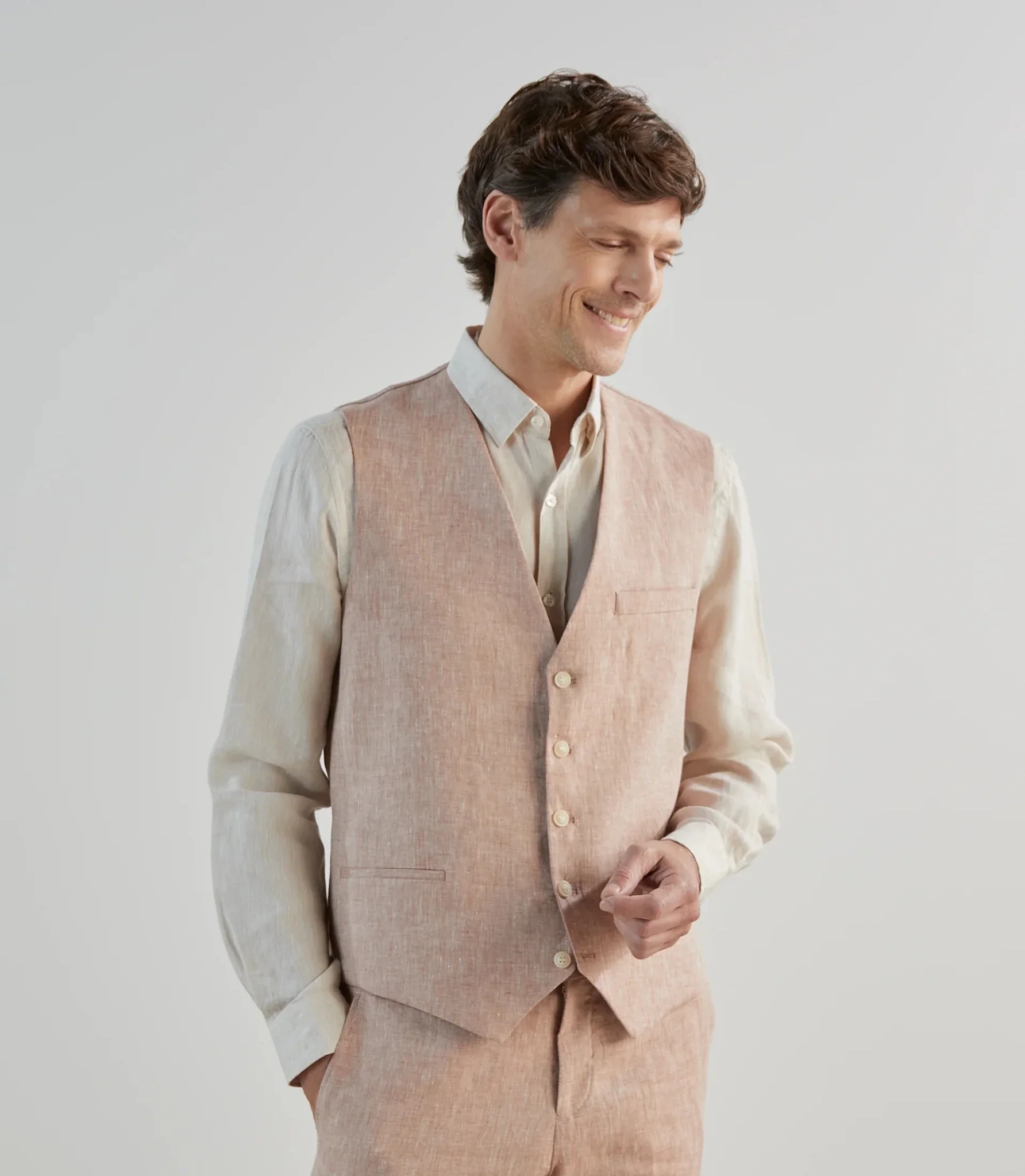 Gilet ville 100% lin orange