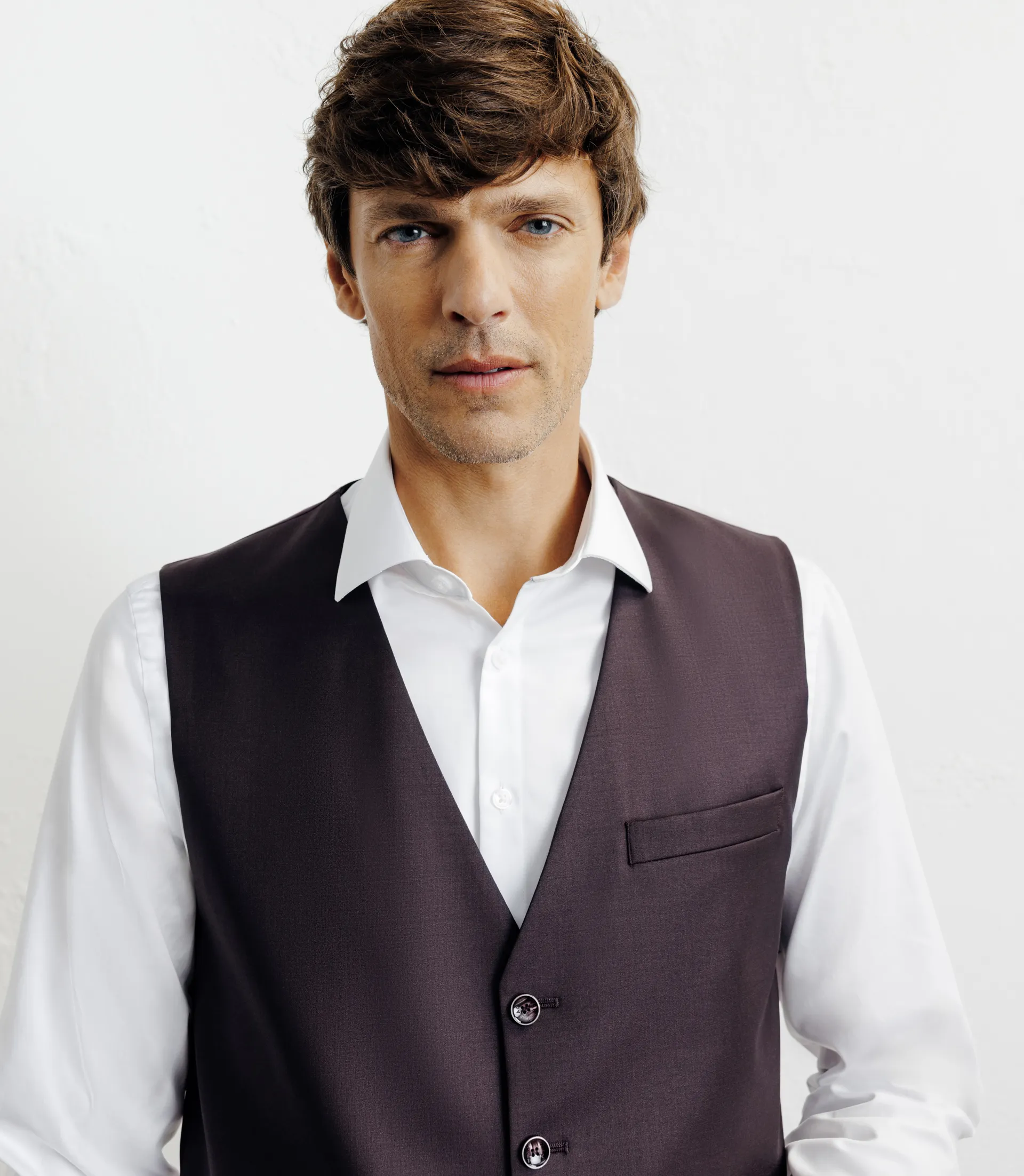 Gilet ville avec laine majoritaire bordeaux foncé - Image 2