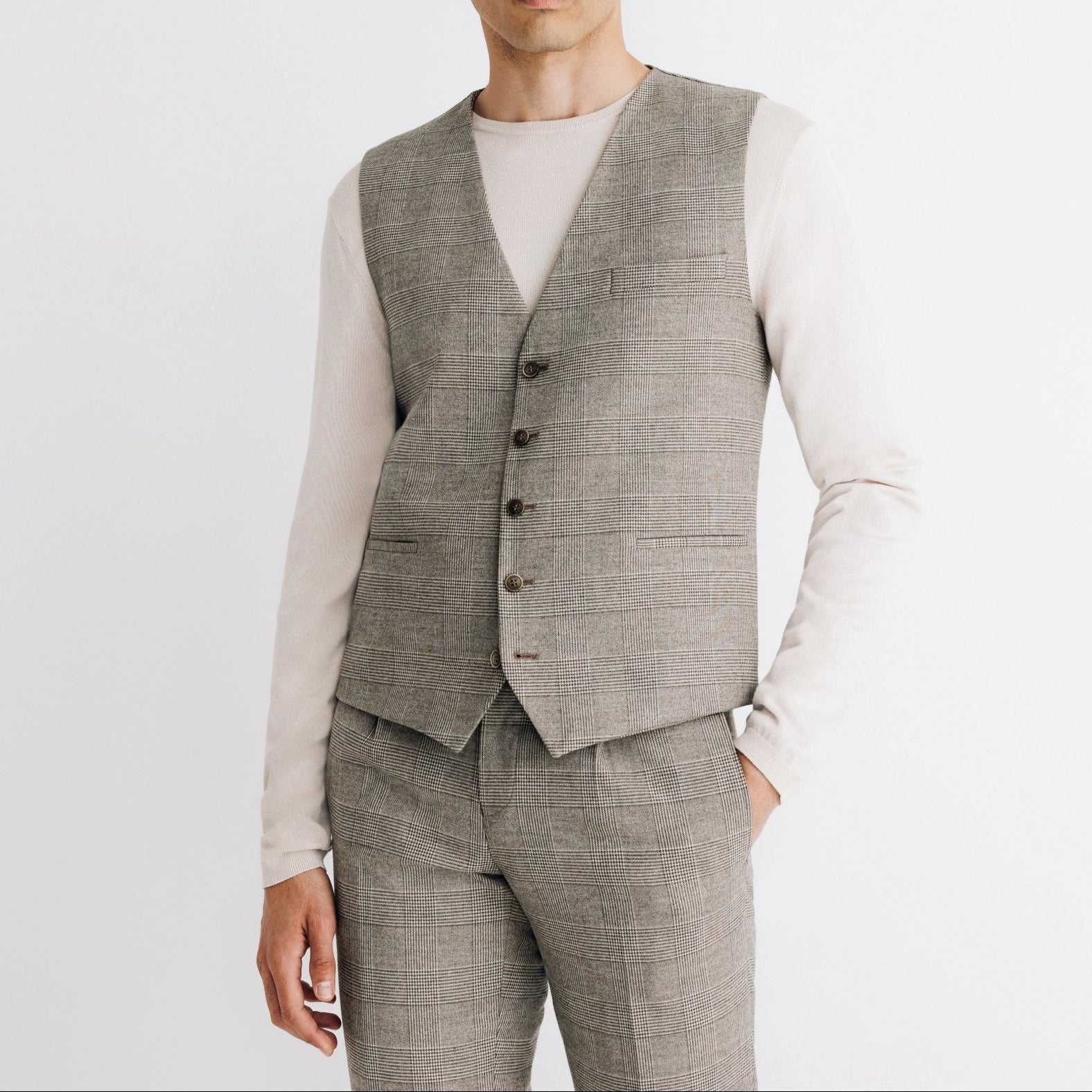 Gilet à carreaux beige