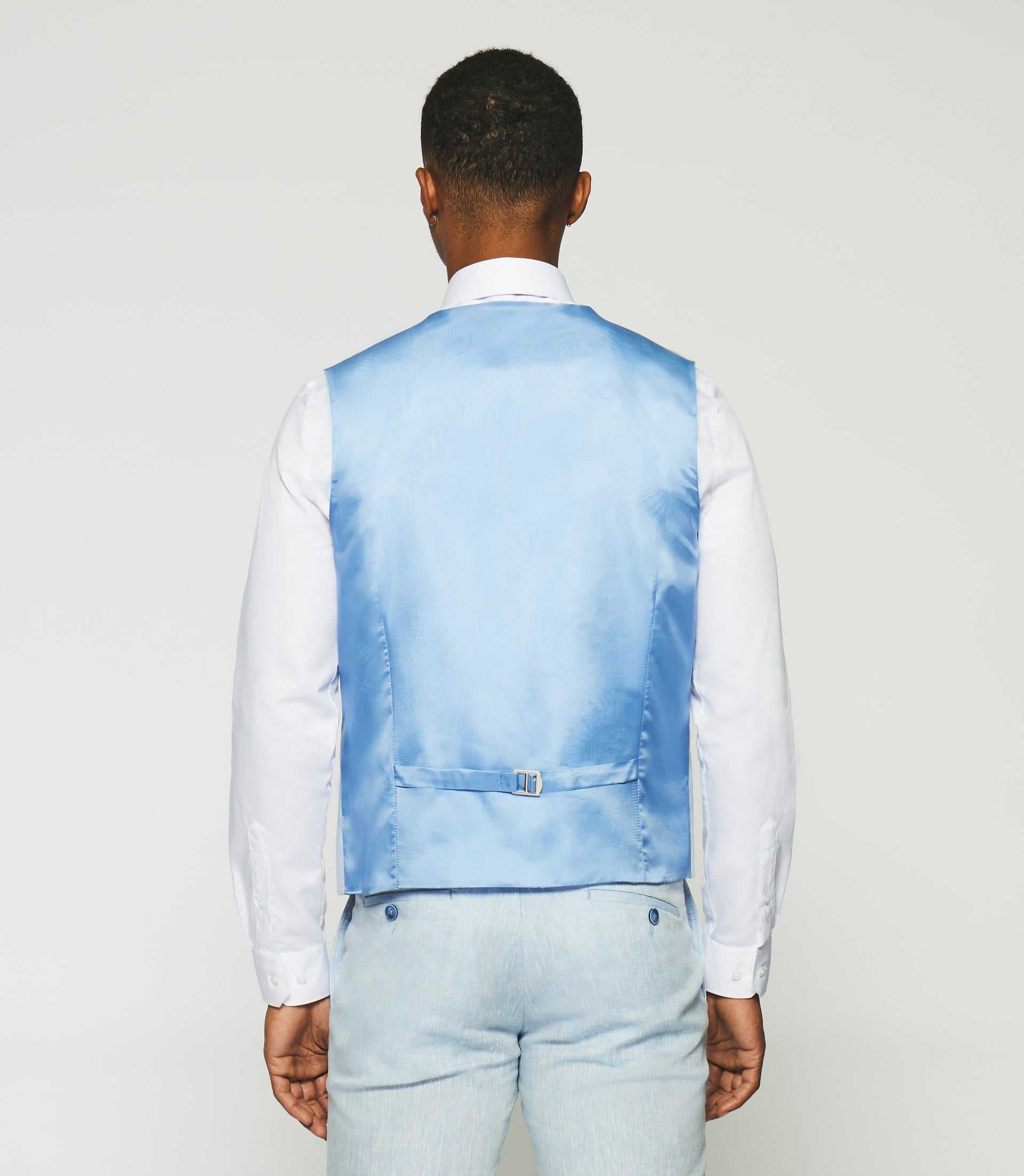 Gilet ville 100% lin bleu ciel - Image 2