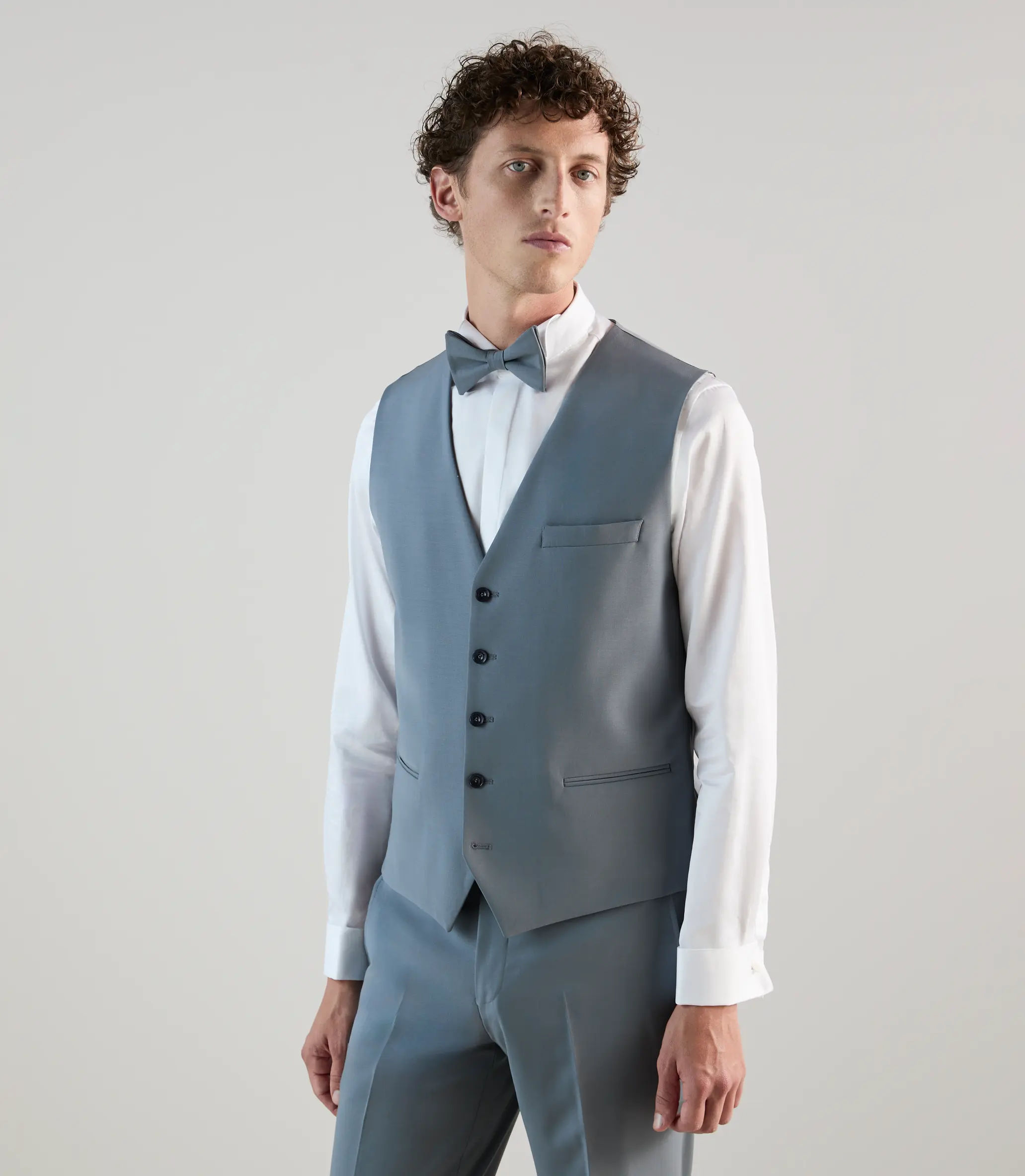 Gilet ville en laine majoritaire bleu gris clair