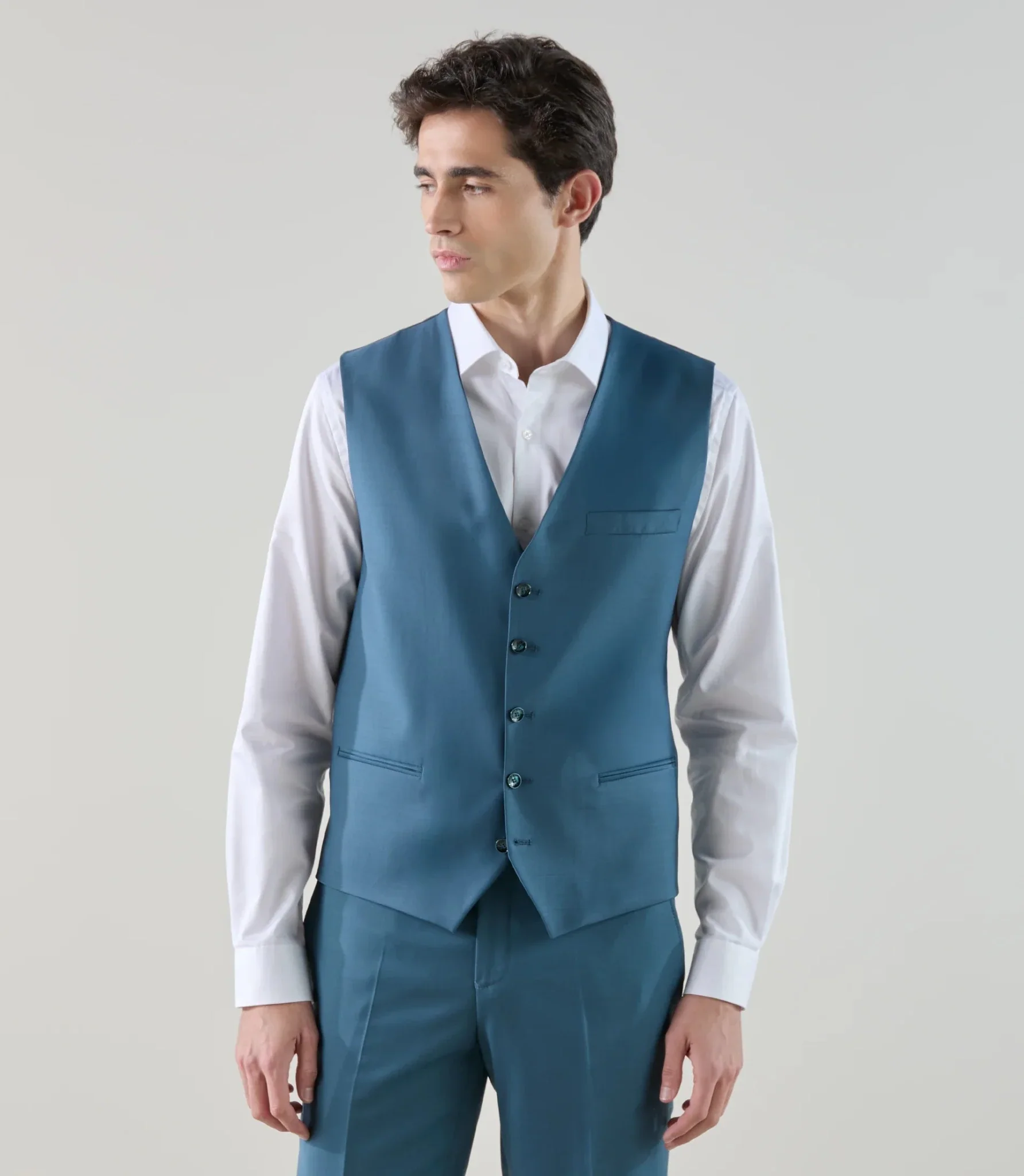 Gilet ville en laine majoritaire bleu vert