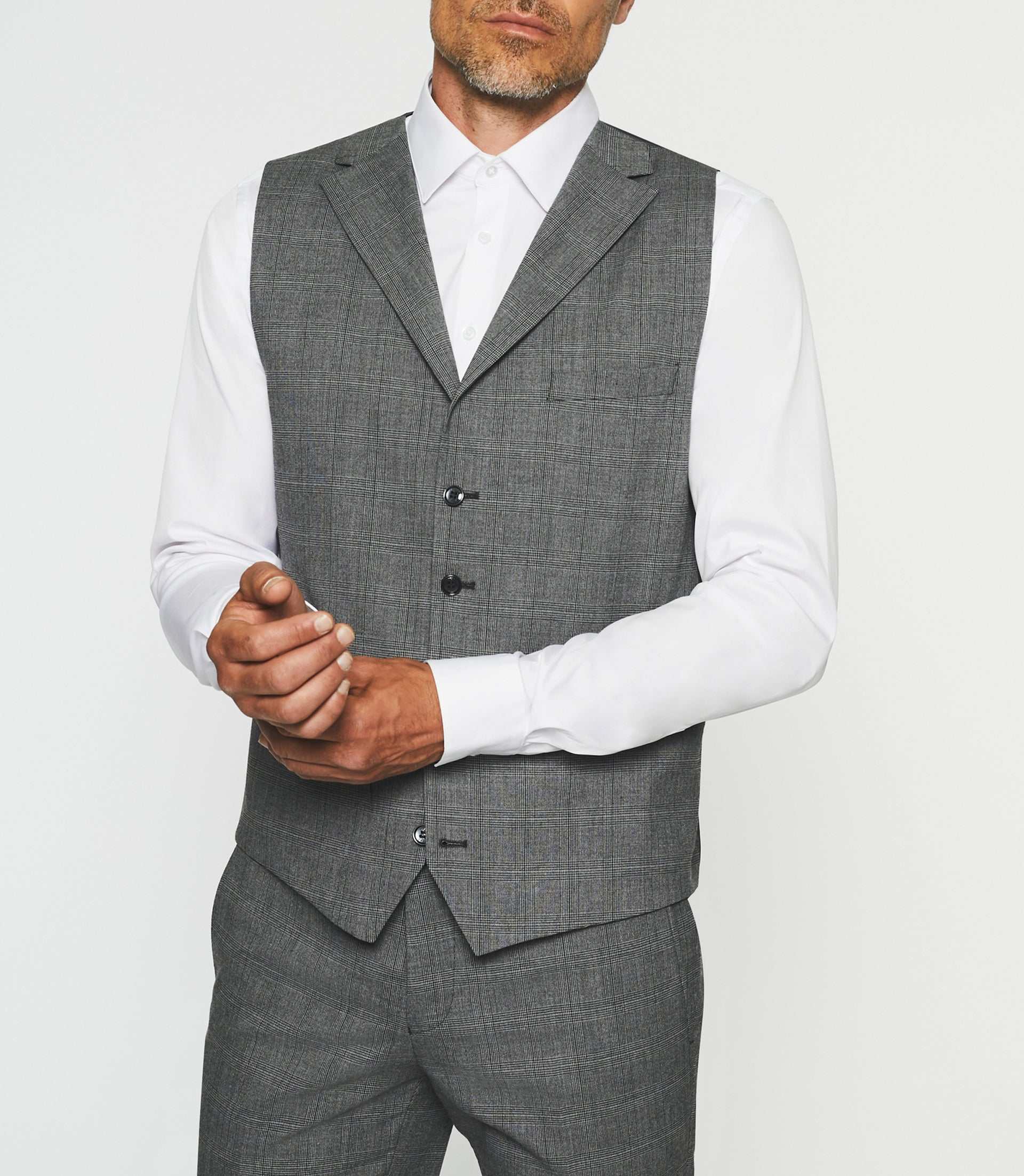 Gilet de costume à carreaux gris XSOBRE - Image 2