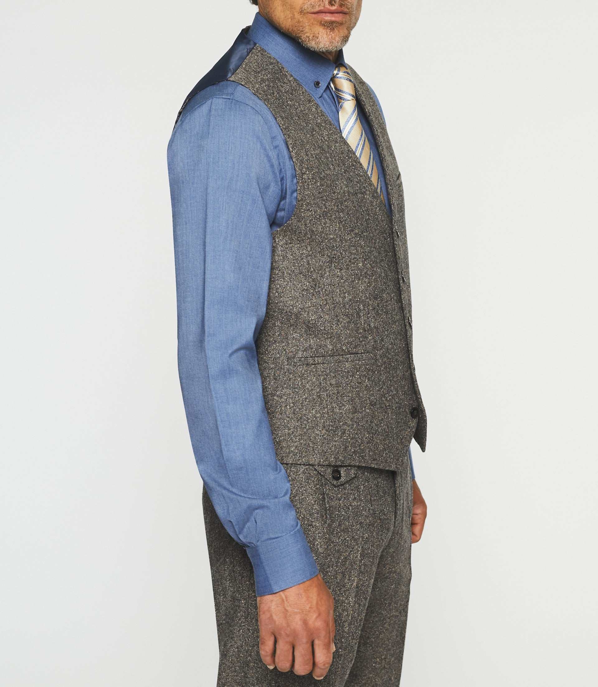 Gilet de costume en tweed marron XSABLE - Image 3