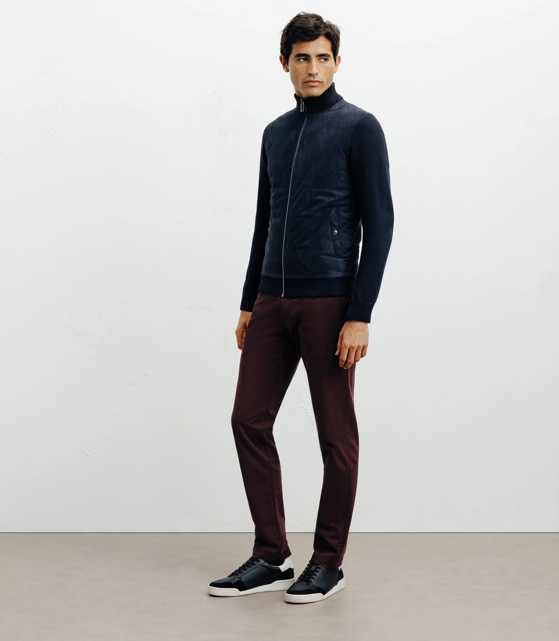 Gilet zip bi-matière marine - Image 3