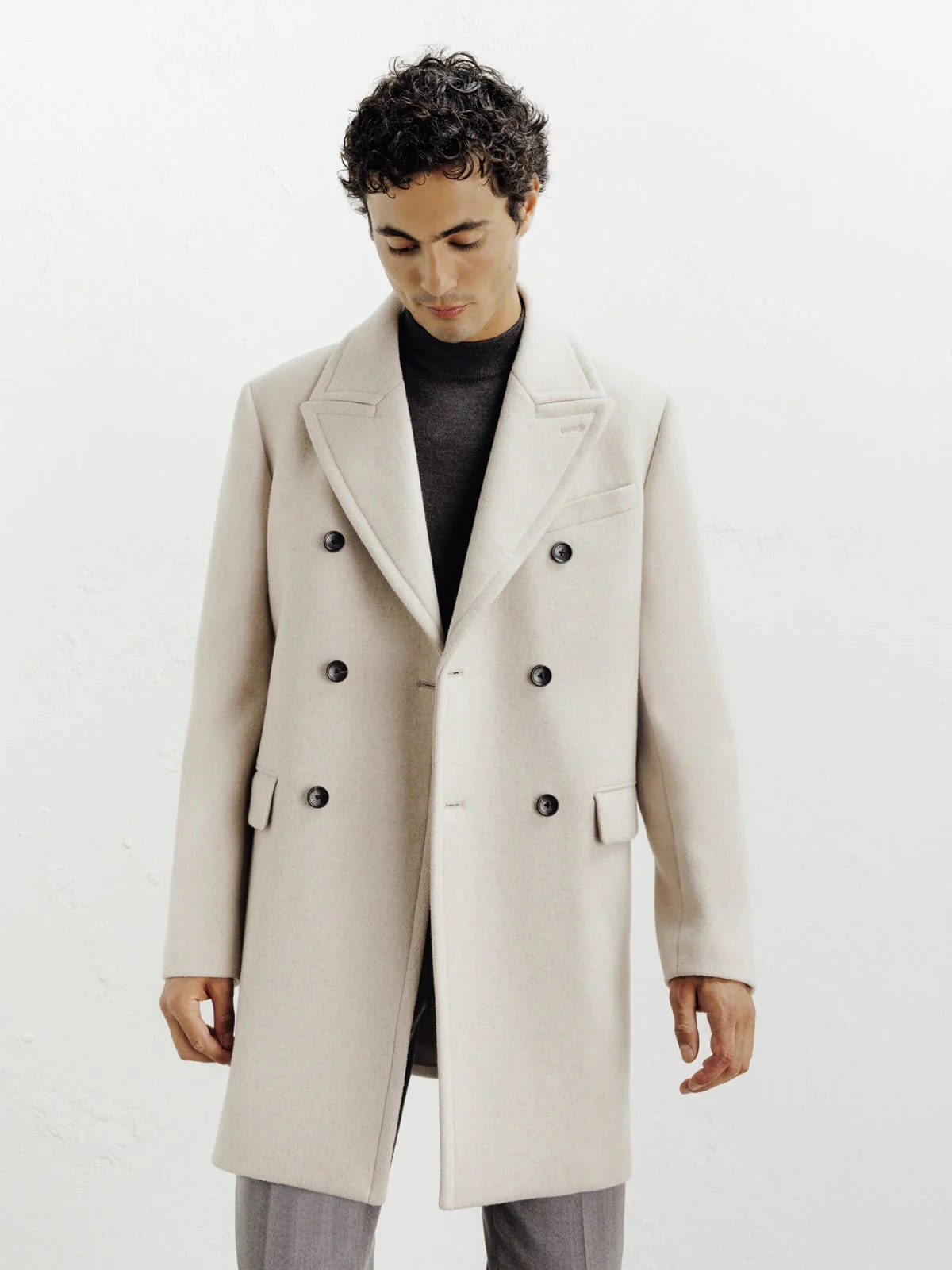 Manteau ville croisé beige