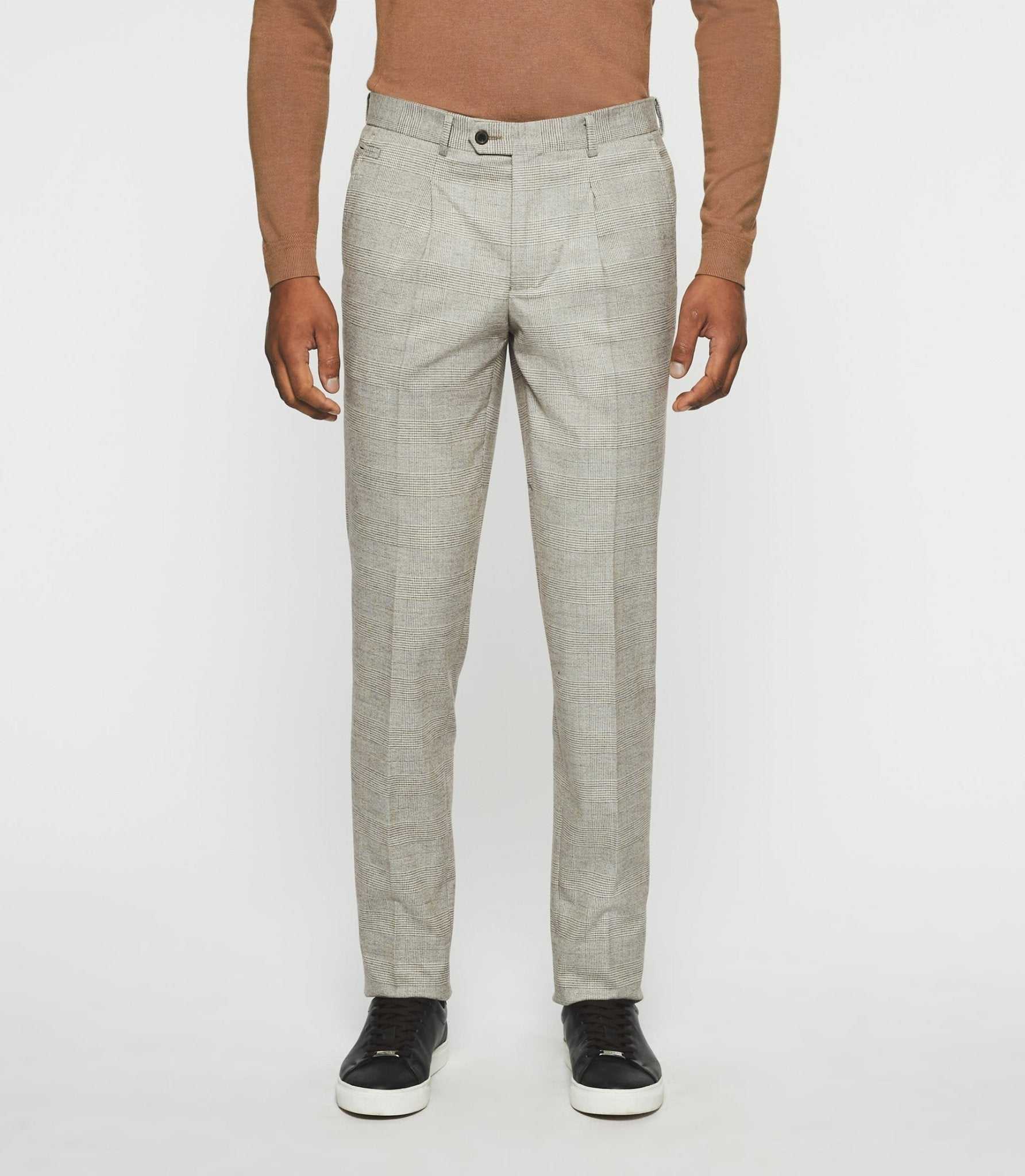 Pantalon Ă carreaux esprit Prince de Galles beige FSWING - Image 5