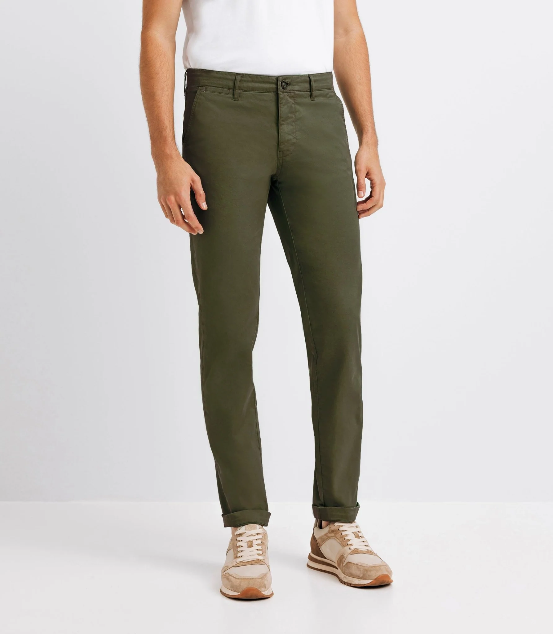 Pantalon coton stretch vert