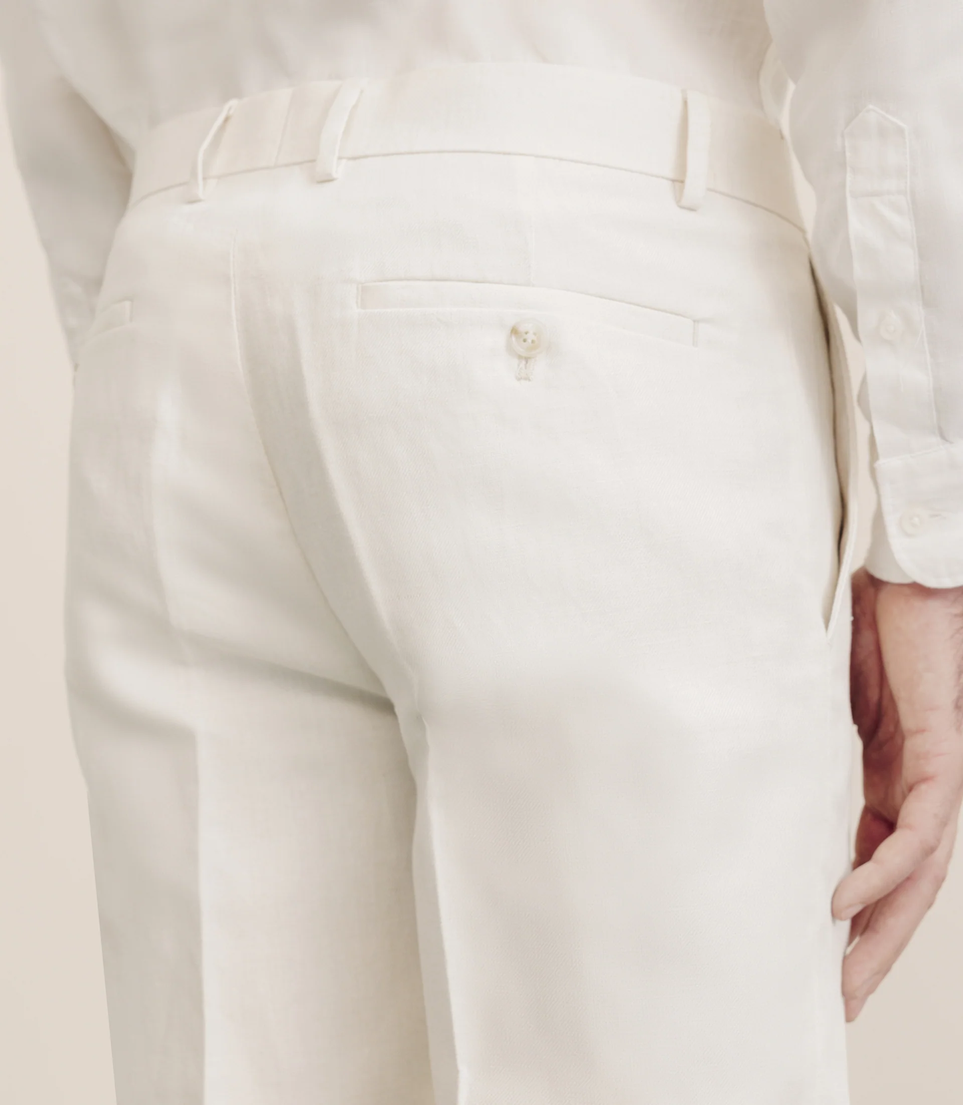 Pantalon en coton et lin écru - Image 3