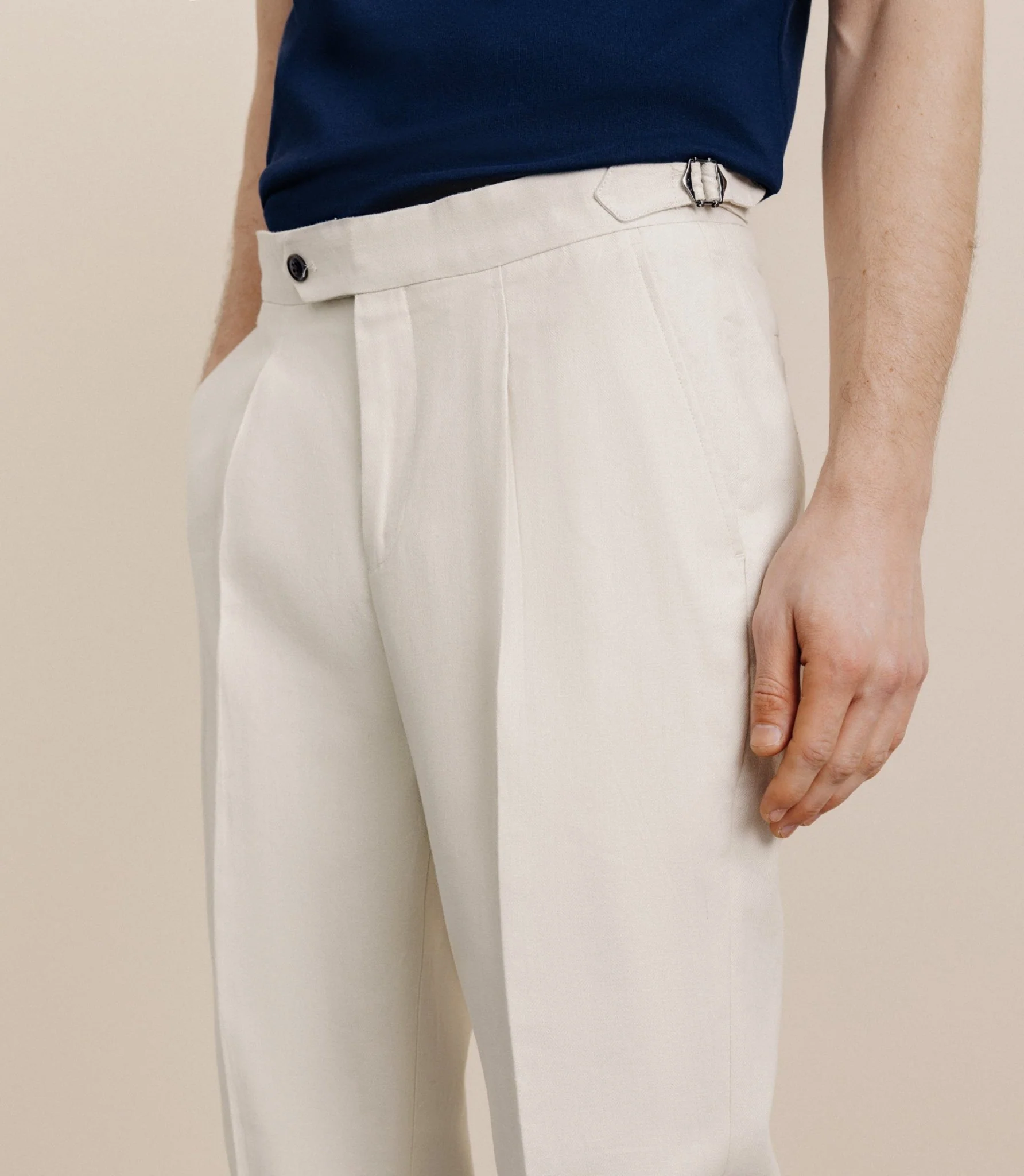 Pantalon taille mi-haute beige - Image 2