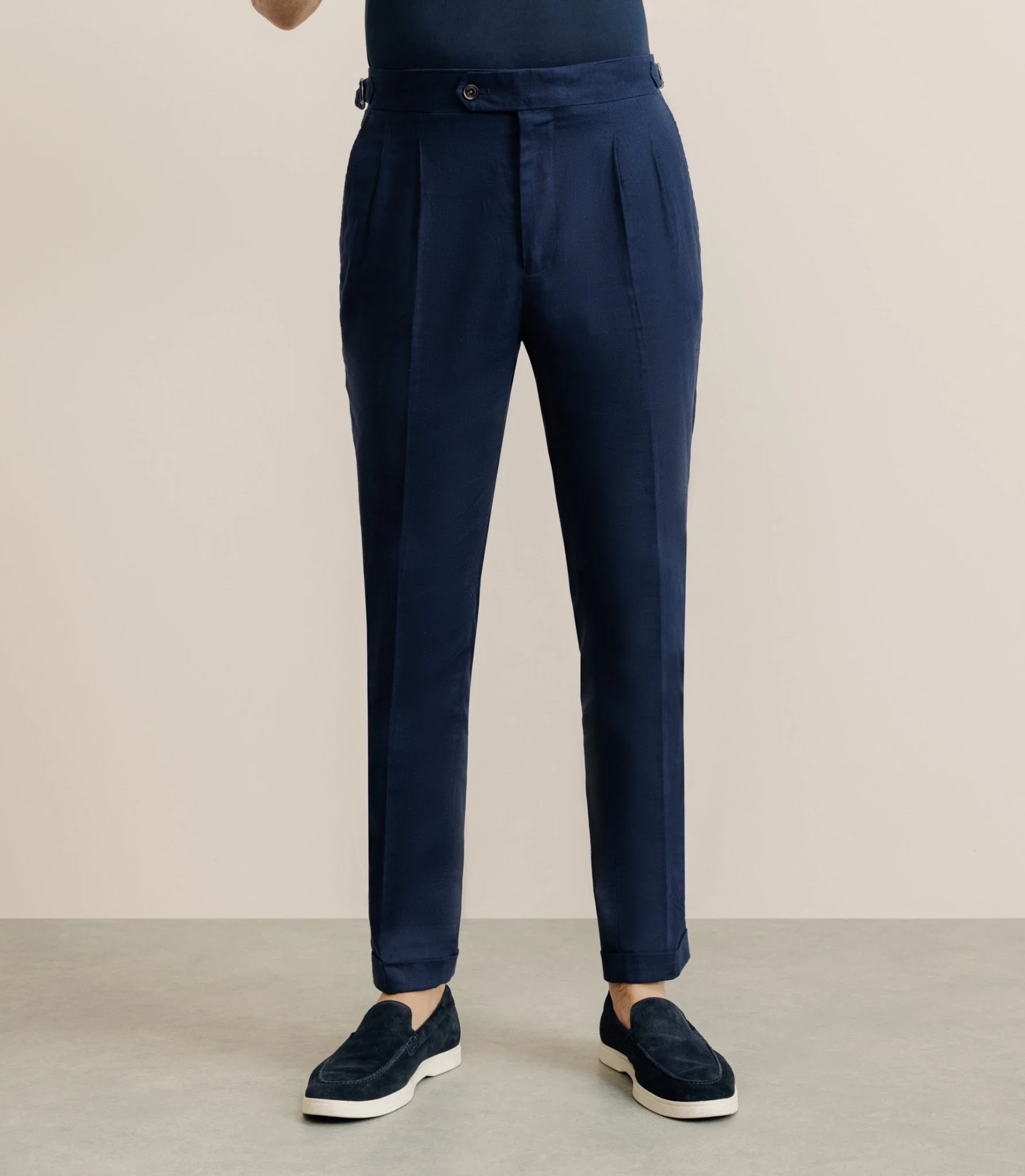 Pantalon taille mi-haute marine