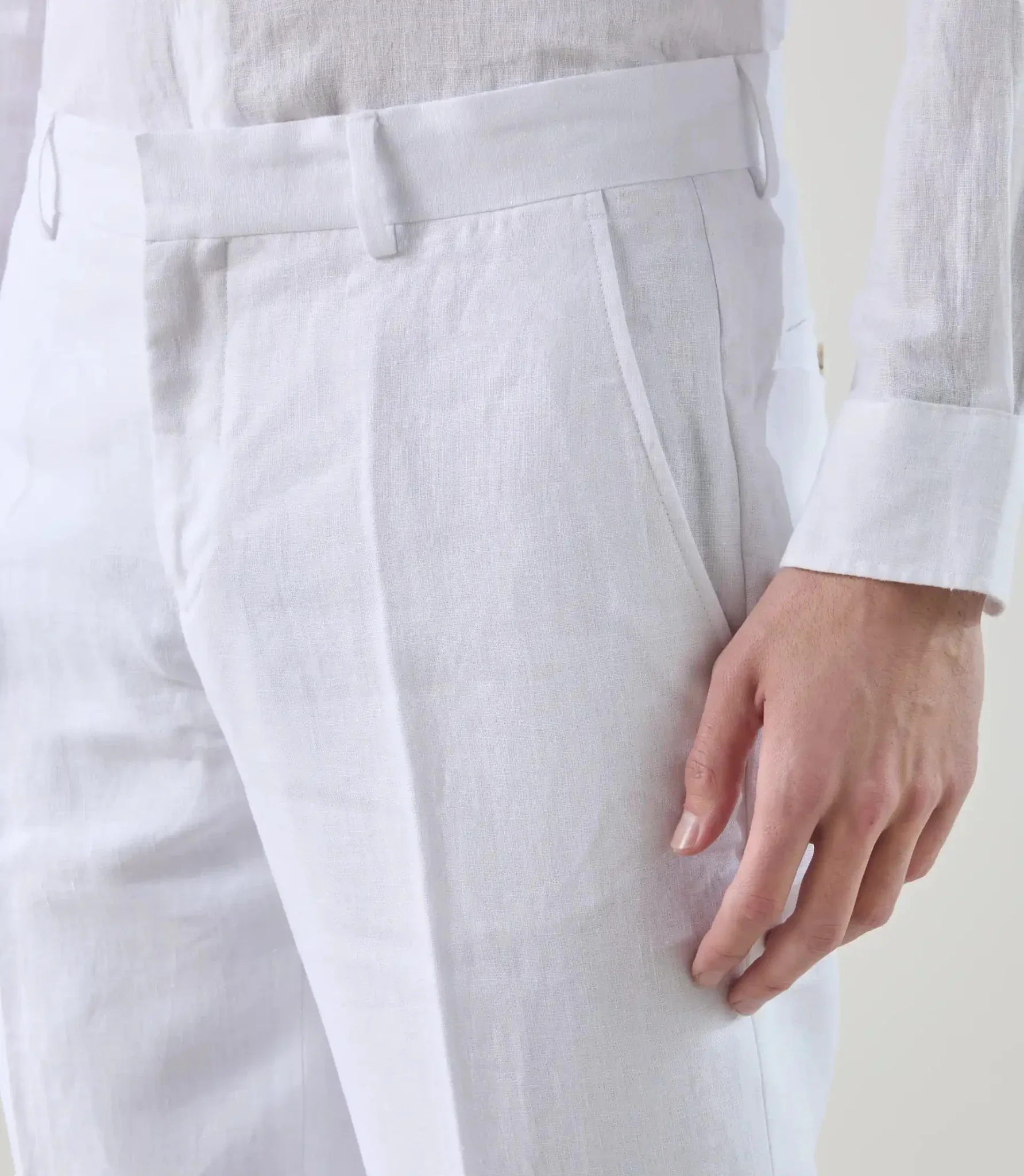 Pantalon ville 100% lin blanc - Image 2
