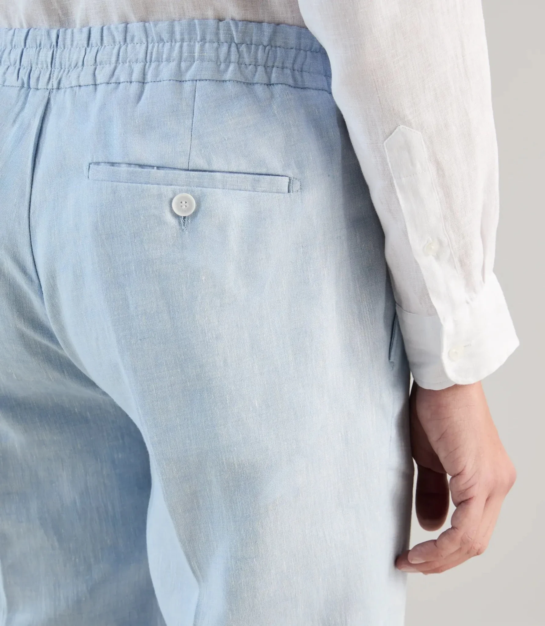 Pantalon ville 100 % lin bleu ciel - Image 3