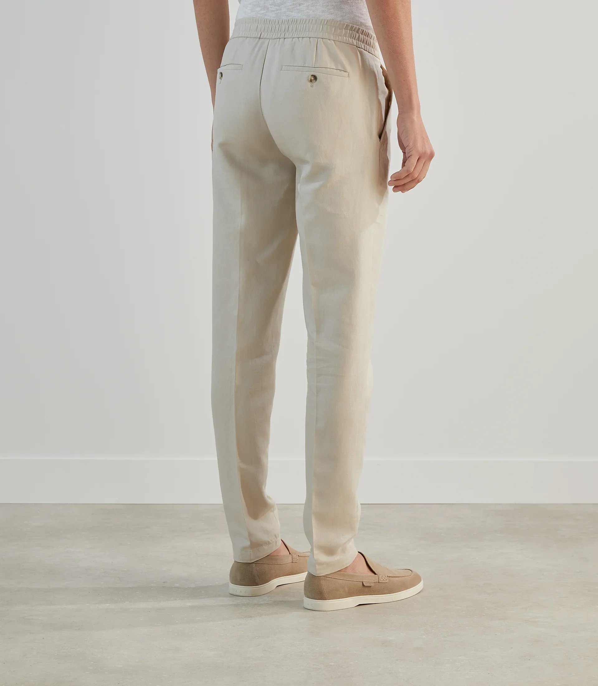 Pantalon ville avec cordon de serrage beige - Image 4