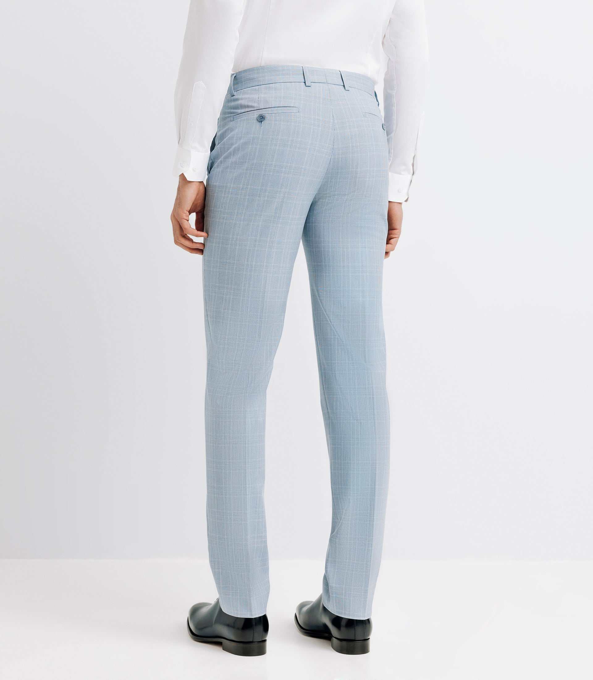 Pantalon ville esprit prince de galles bleu ciel - Image 2