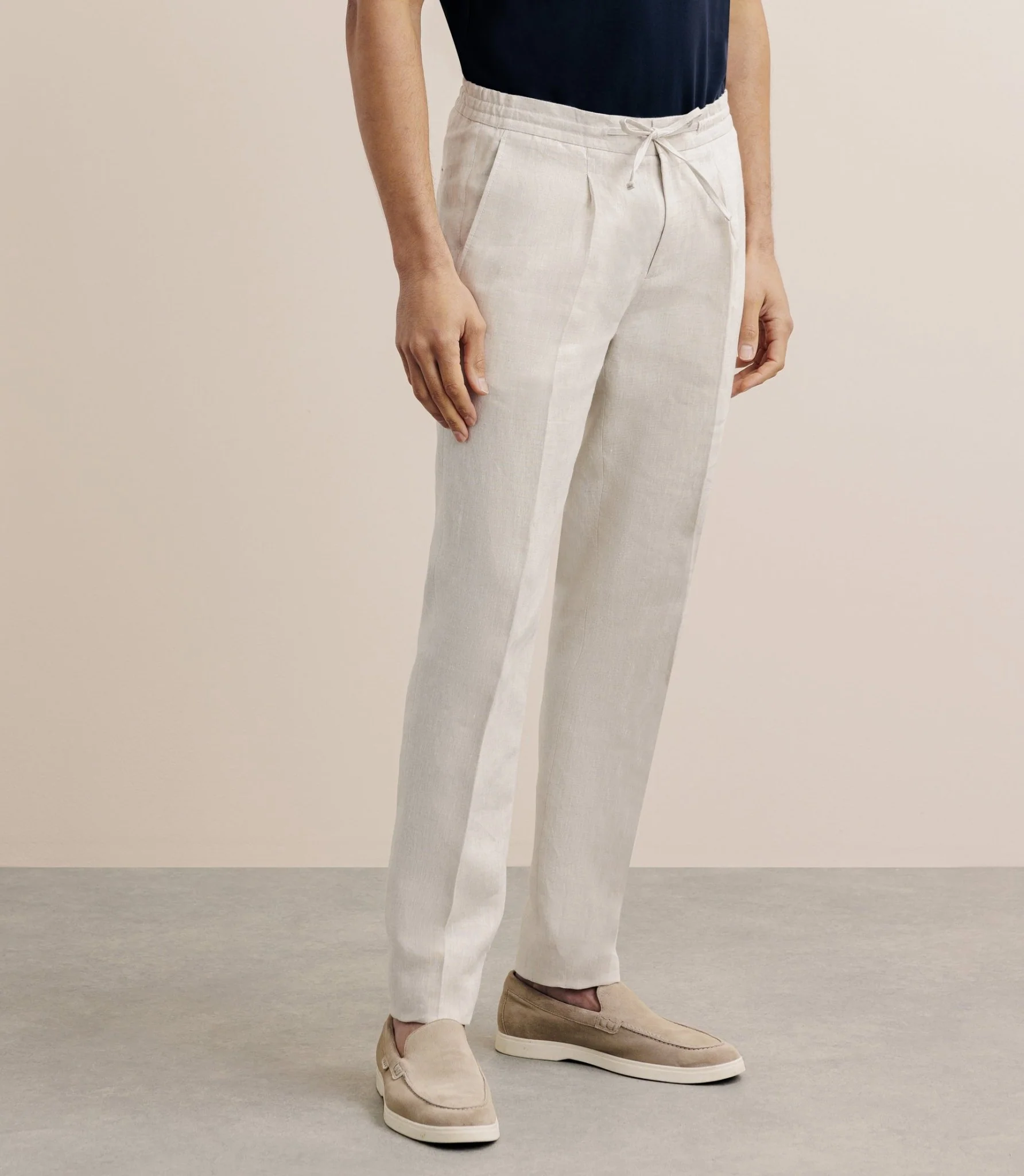 Pantalon ville 100% lin beige