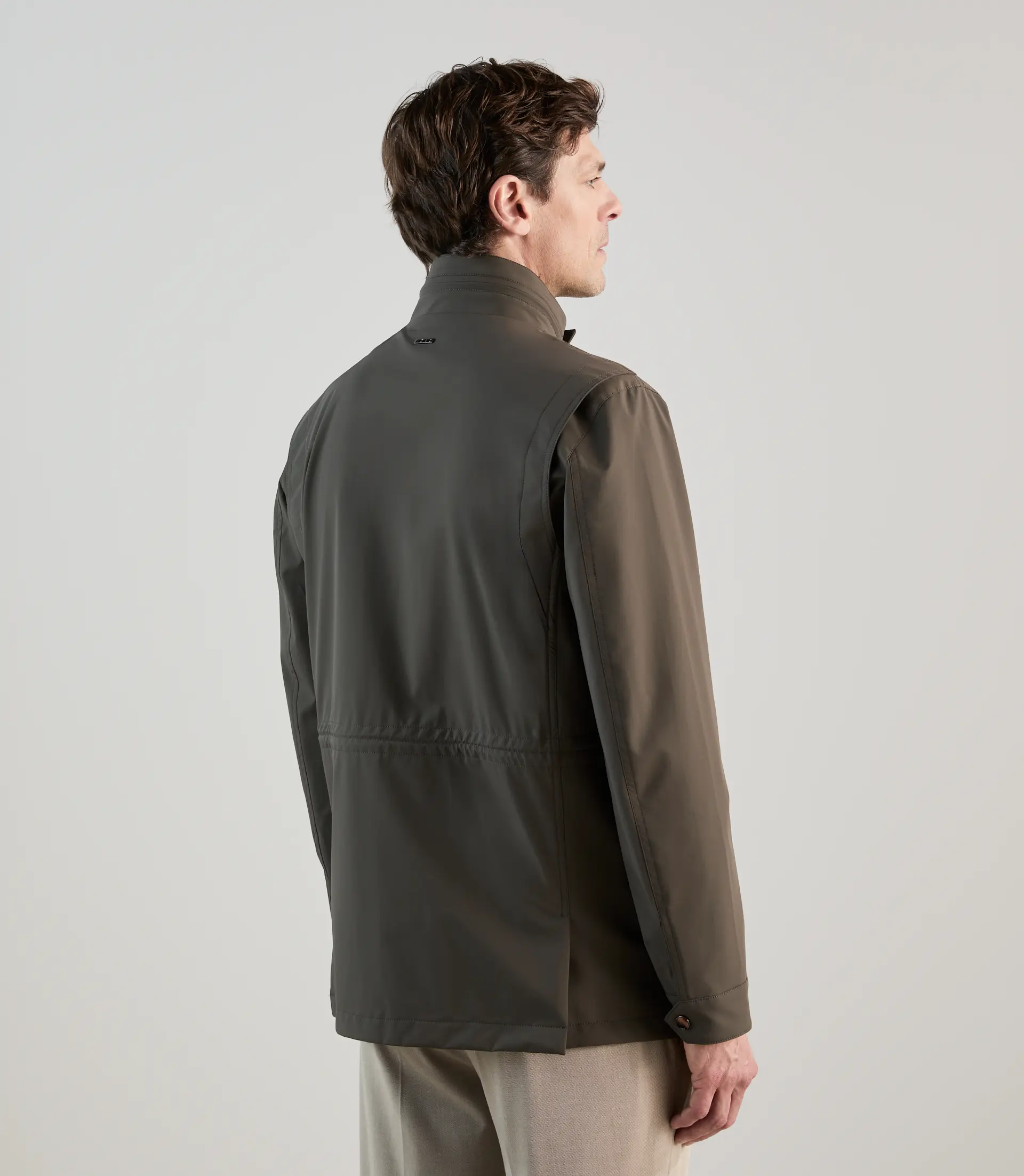 Parka courte col montant kaki foncé - Image 4