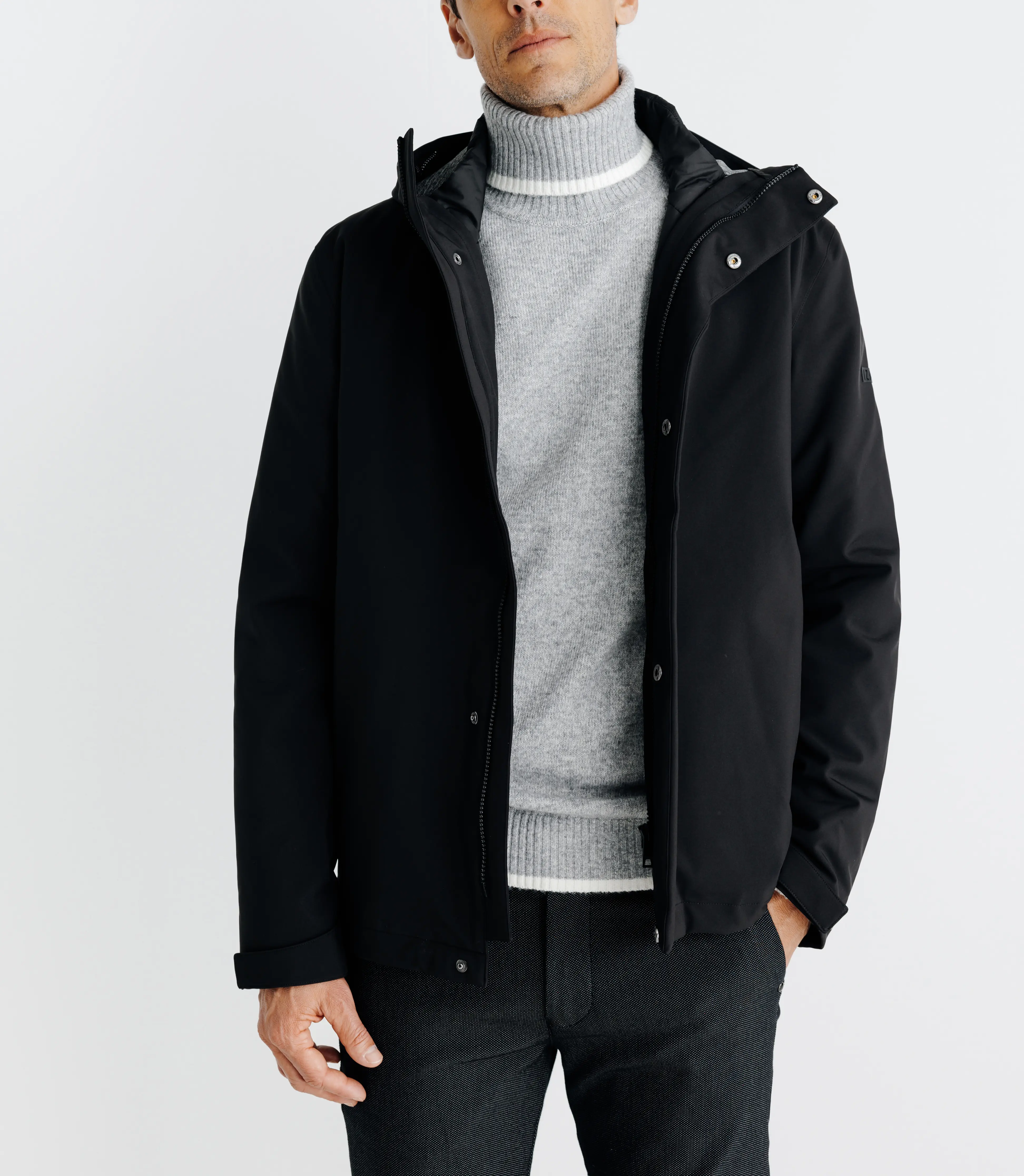 Parka courte avec col montant noir - Image 3