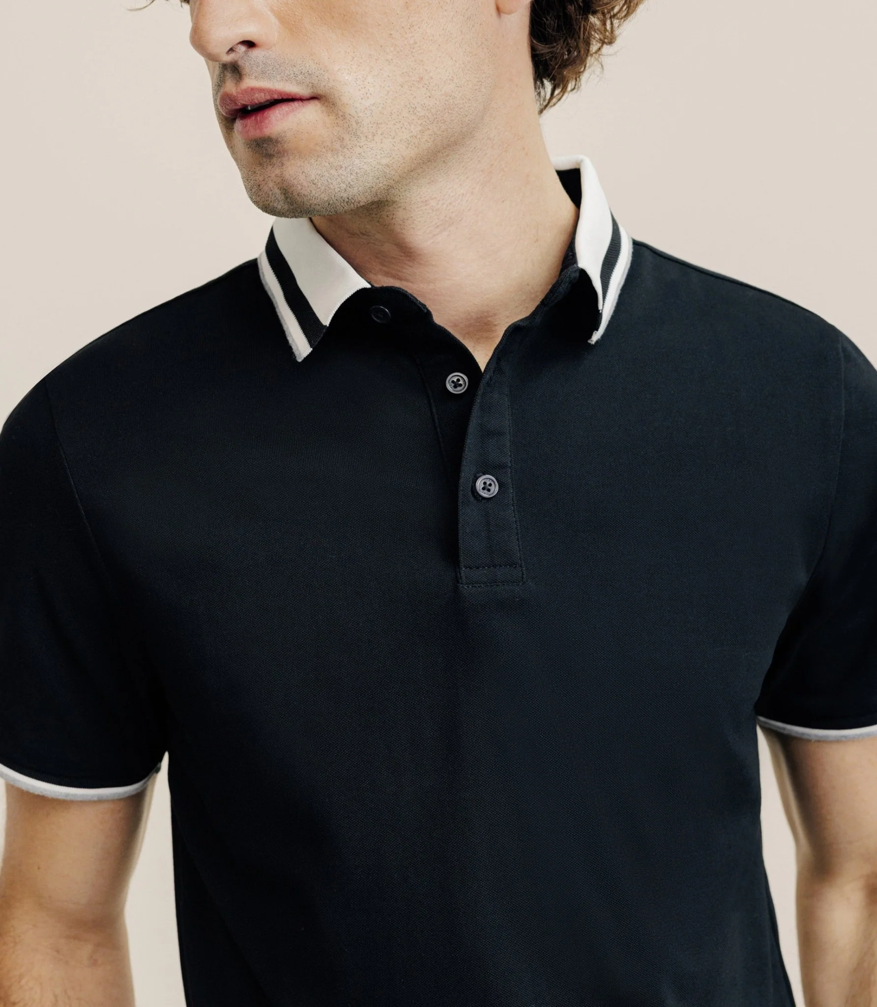 Polo col boutonné noir - Image 2