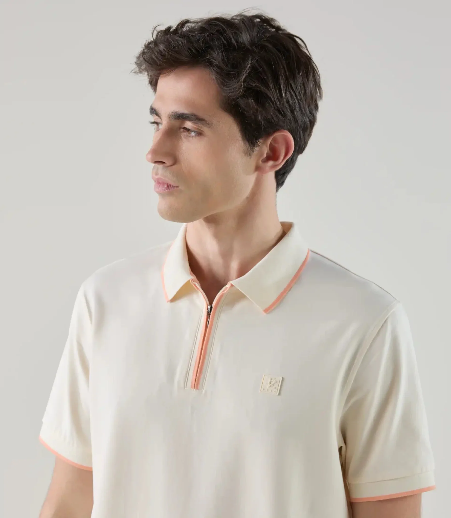 Polo col zippé orange clair - Image 2
