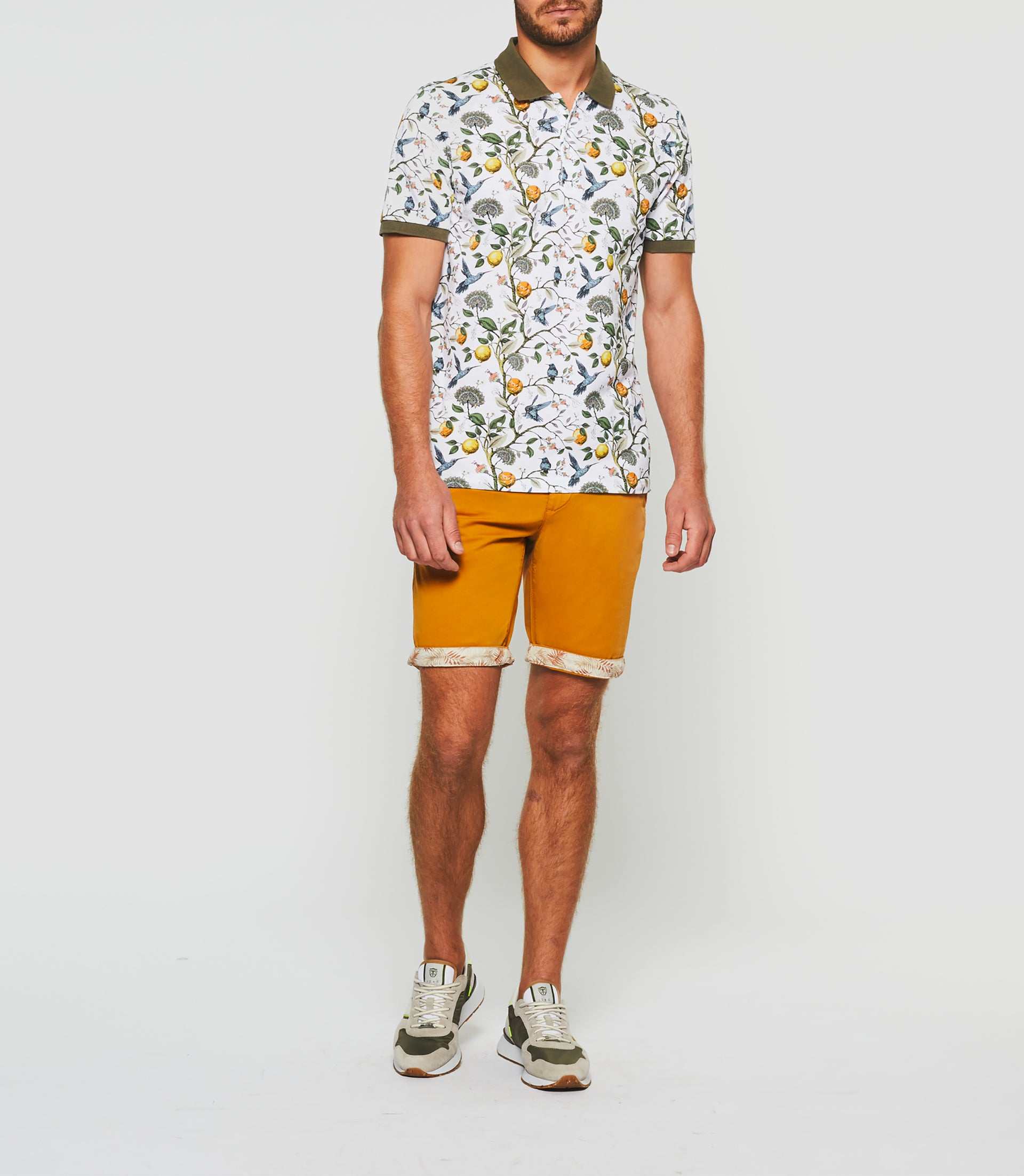 Polo manches courtes blanc et kaki "Gabi"
