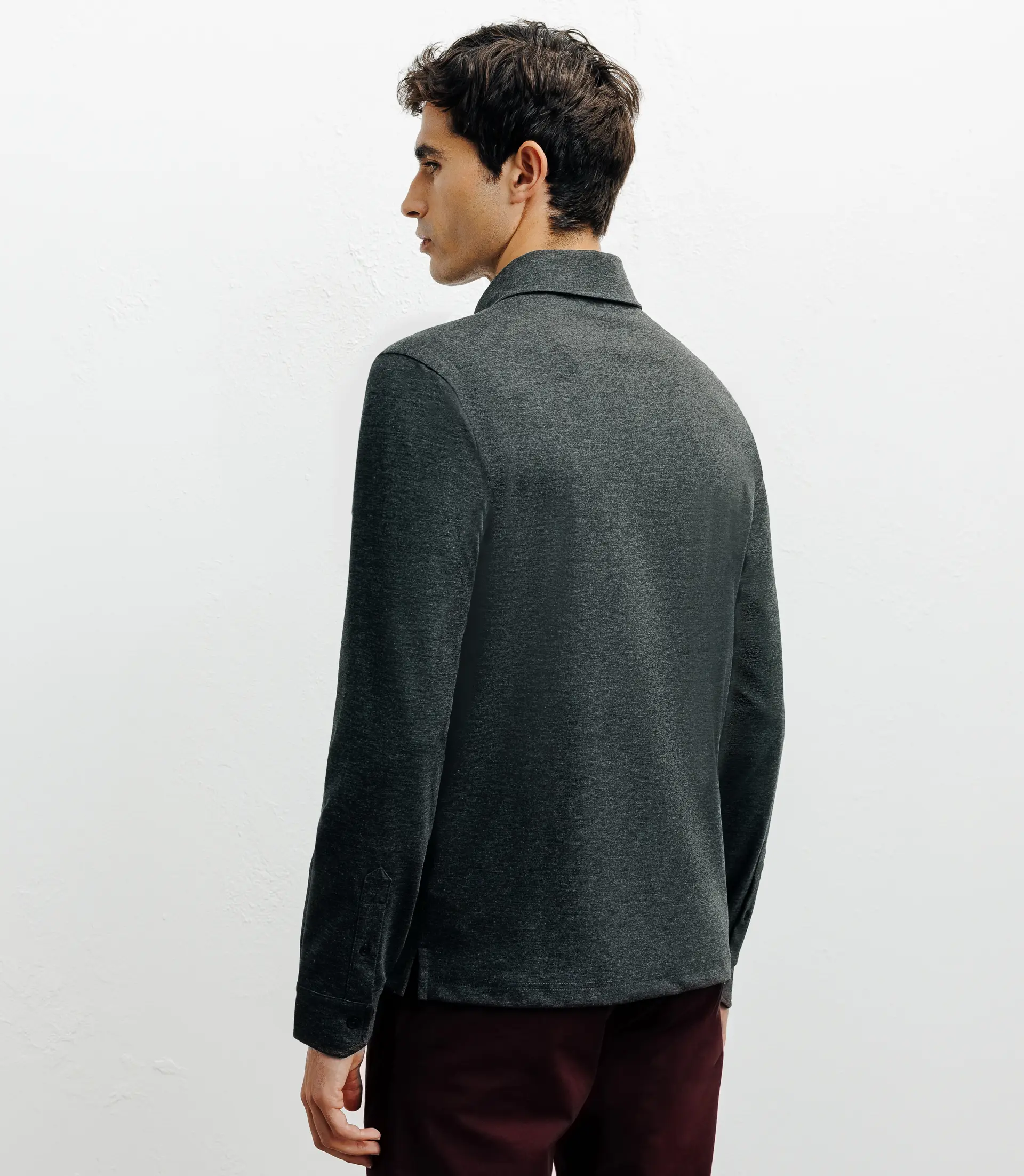 Polo boutonné manches longues anthracite - Image 3