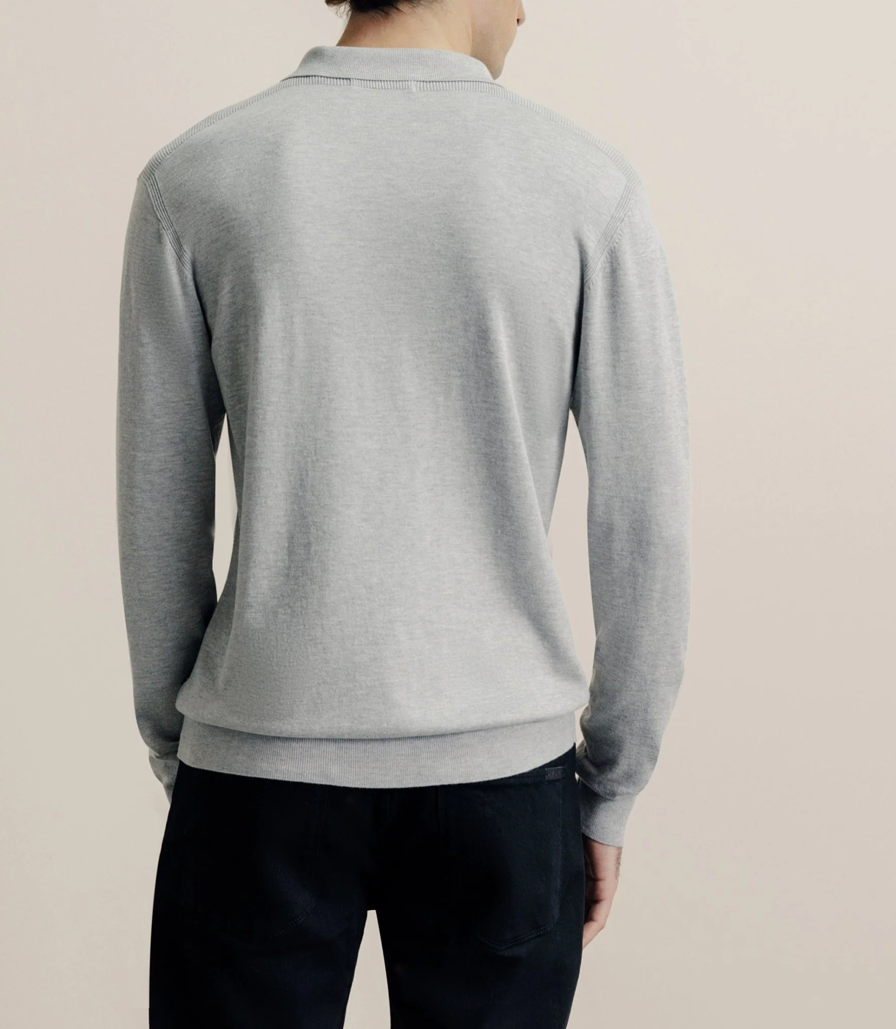 Pull col polo gris chiné - Image 4