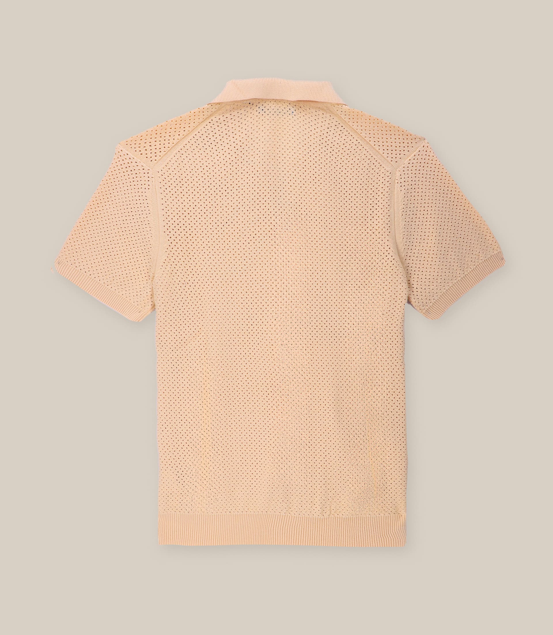 Polo col ouvert en maille ajouré peche - Image 2