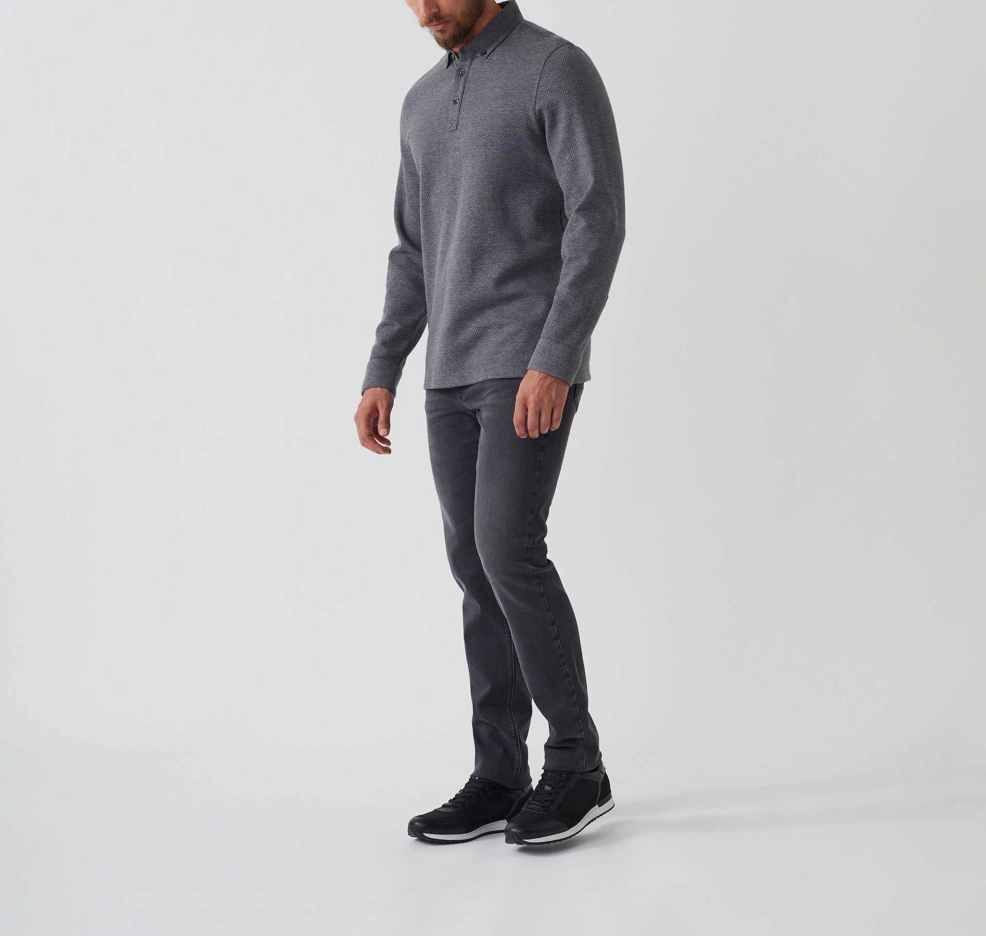 Polo manches longues gris "Derby"